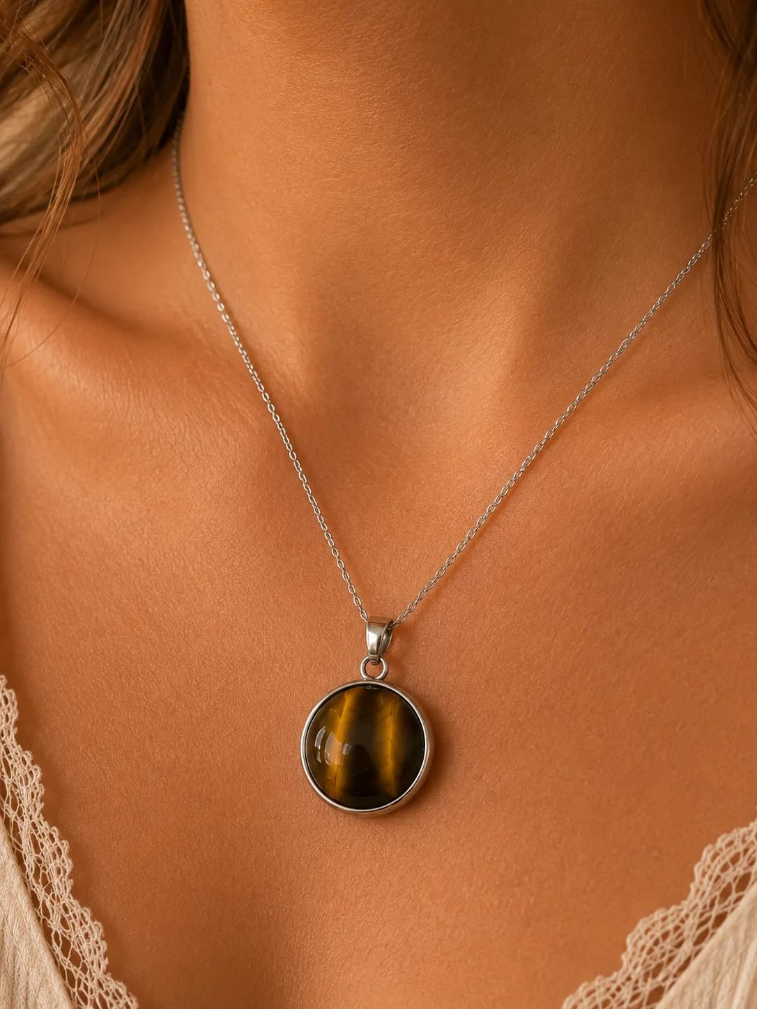 Collier Œil de Tigre Naturel – Reflets changeants et élégance intemporelle