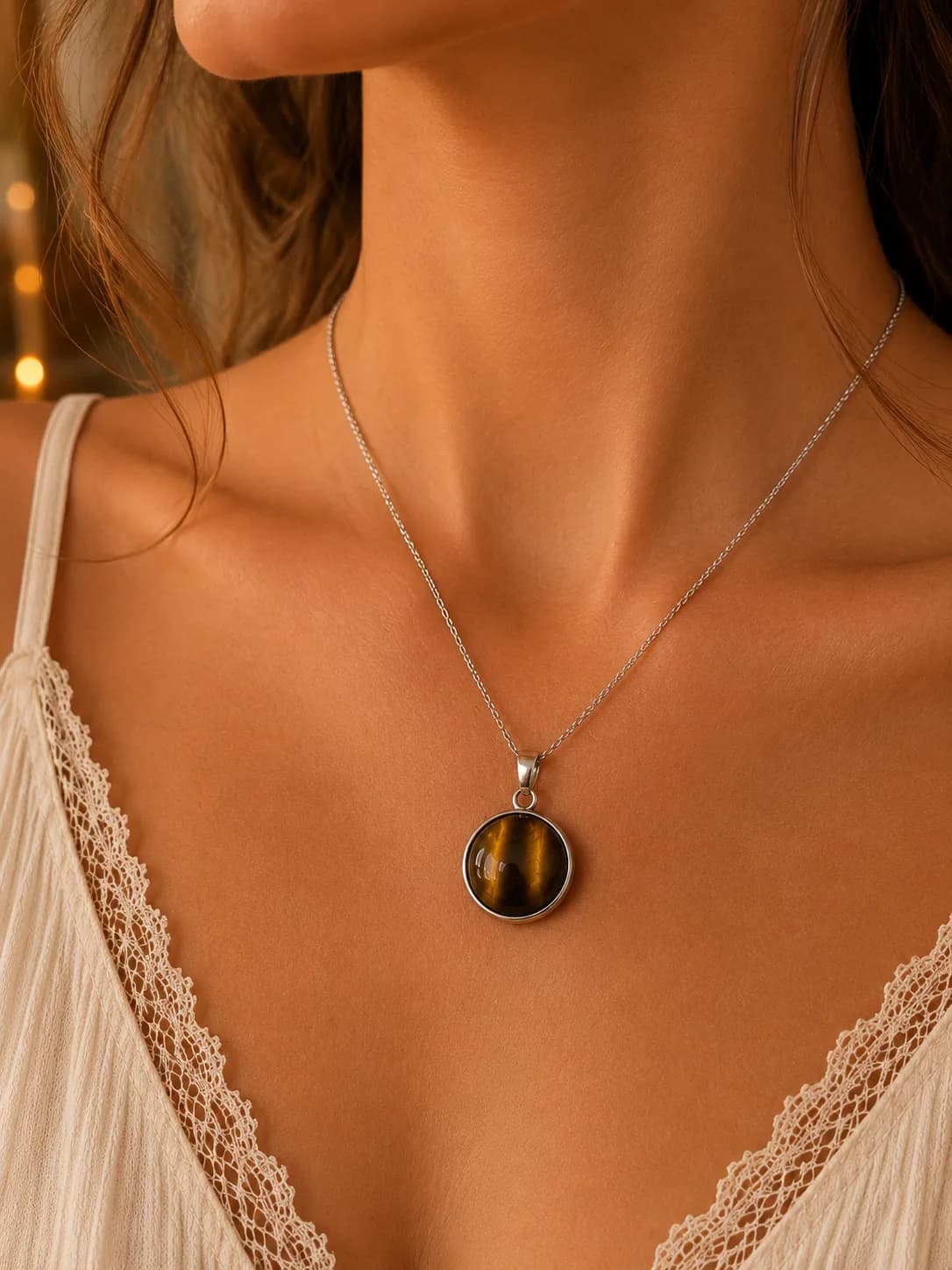 Collier Œil de Tigre Naturel – Reflets changeants et élégance intemporelle