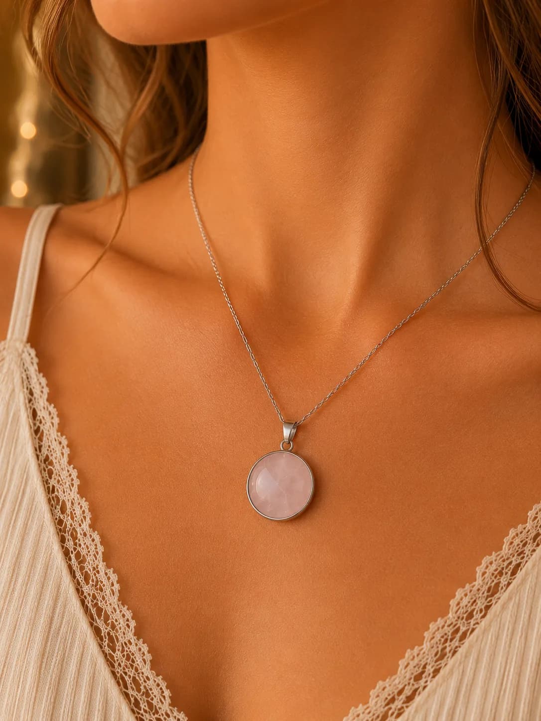 Collier Quartz Rose Naturel – Douceur et élégance