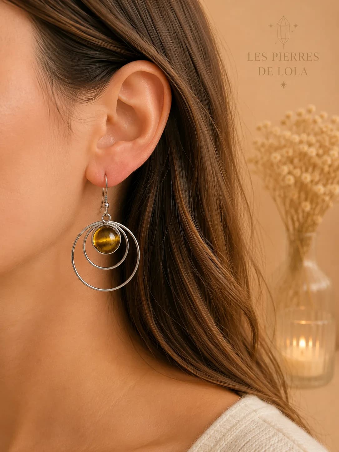 Boucles d’oreilles “Reflets Fauves” – Œil de tigre naturel