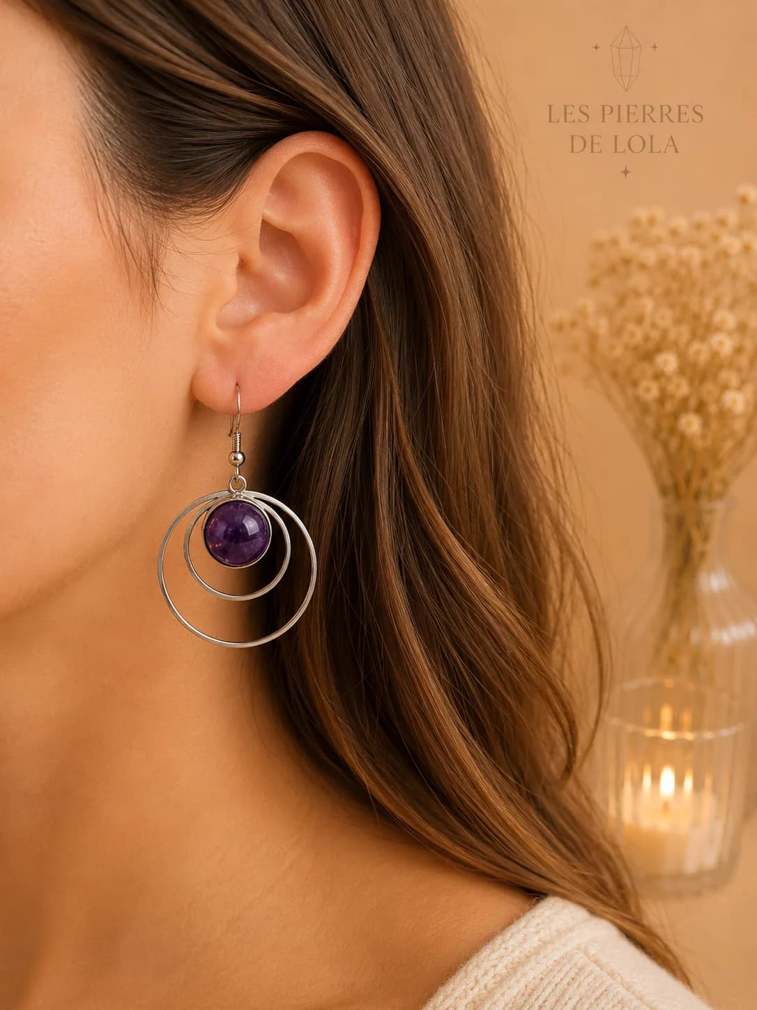 Boucles d’oreilles “Velours Violet” – Améthyste naturelle