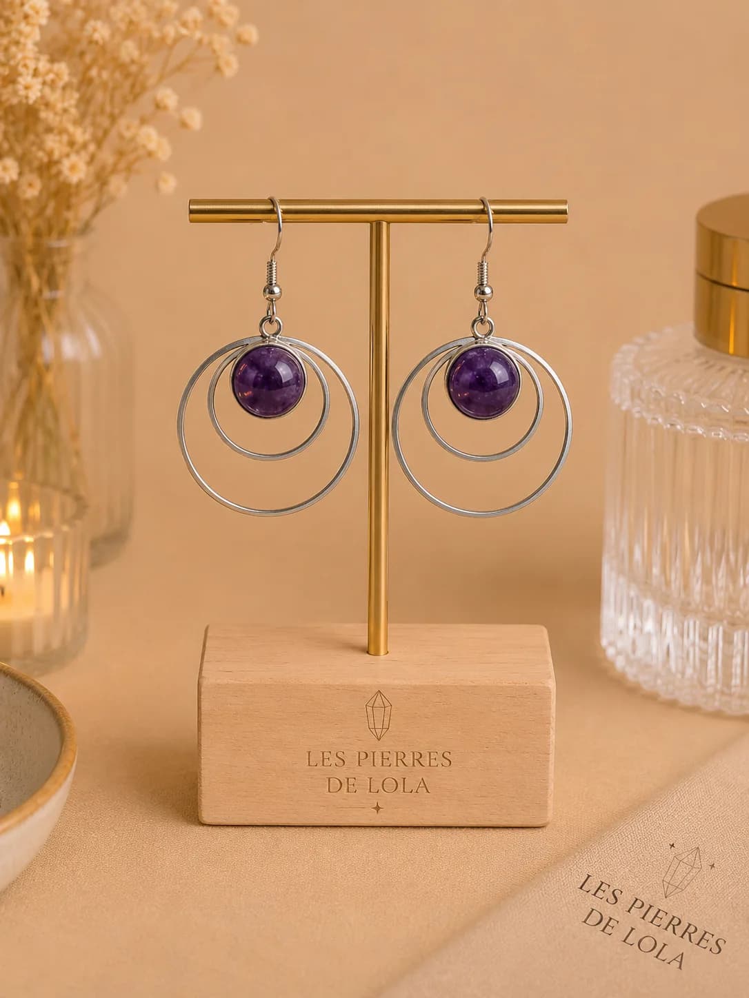Boucles d’oreilles “Velours Violet” – Améthyste naturelle