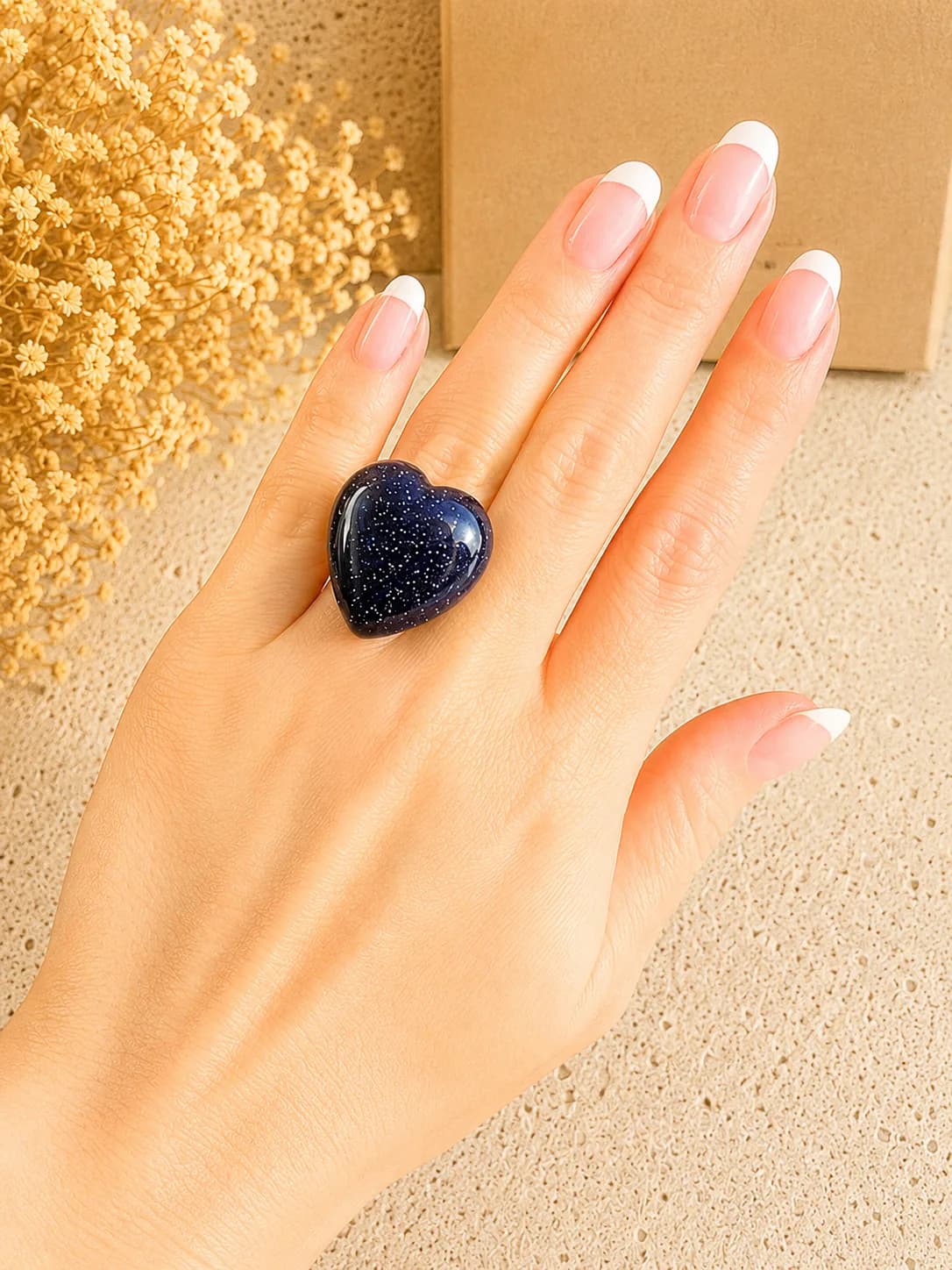 Bague cœur GoldStone Blue – Éclat céleste et élégance profonde