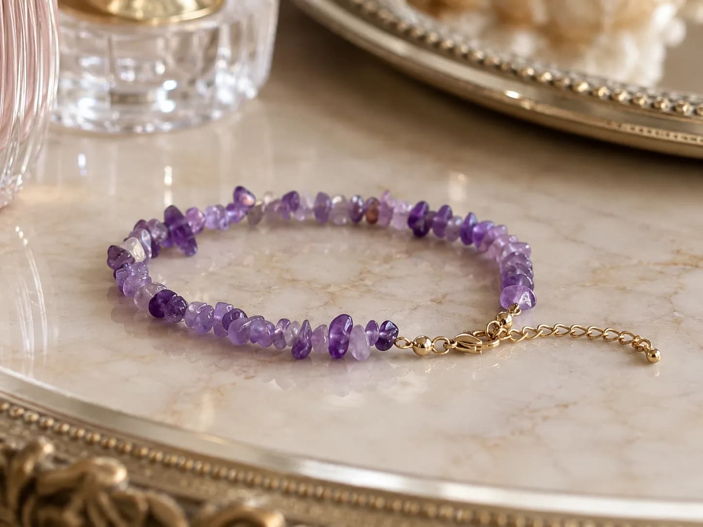 Bracelet fin en Améthyste naturelle – Élégance délicate