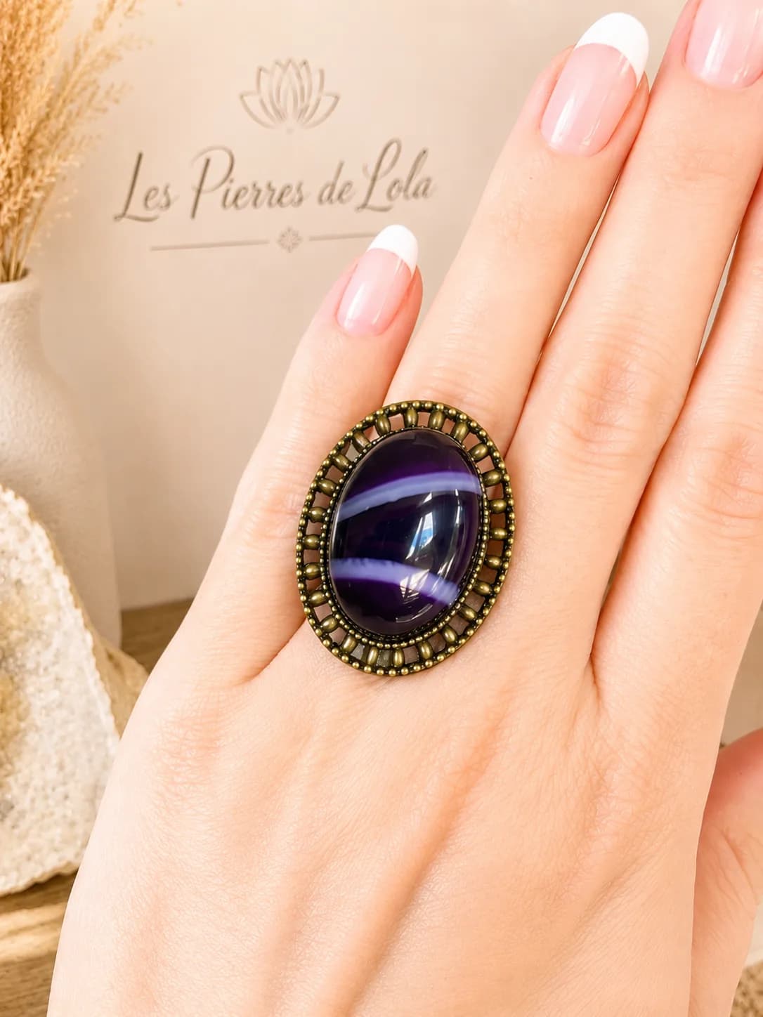 Bague Agate Violette – Élégance Mystique & Raffinée