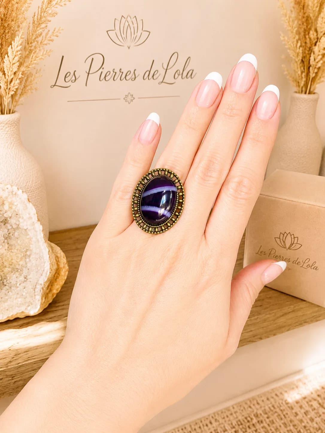 Bague Agate Violette – Élégance Mystique & Raffinée