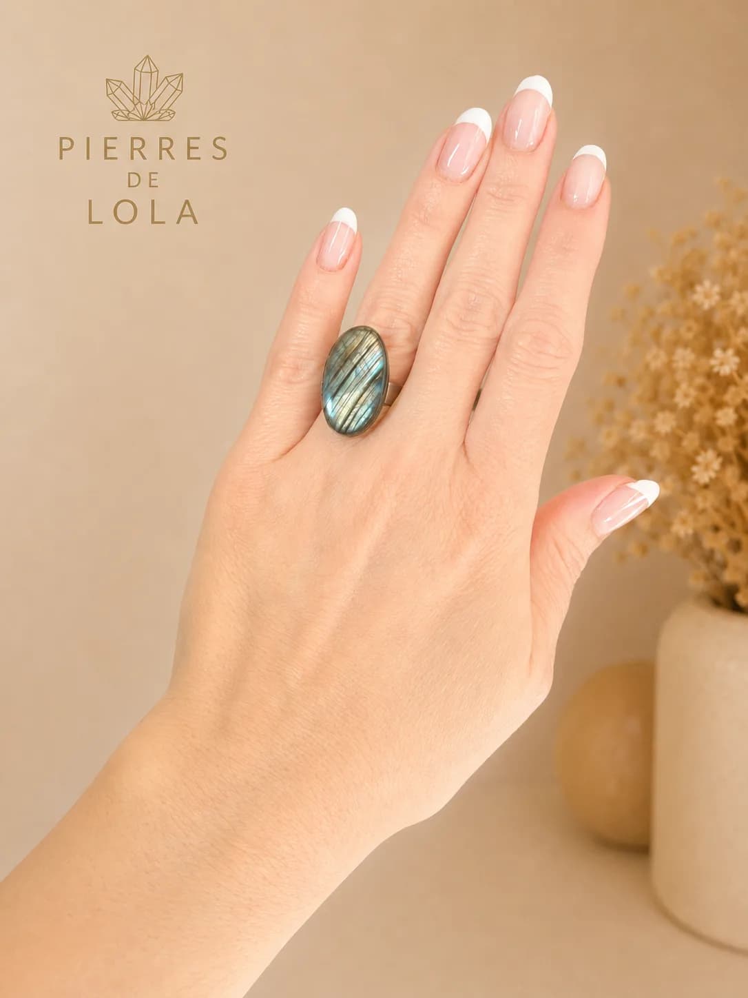 Bague « Éclat Lunaire » – Labradorite striée naturelle