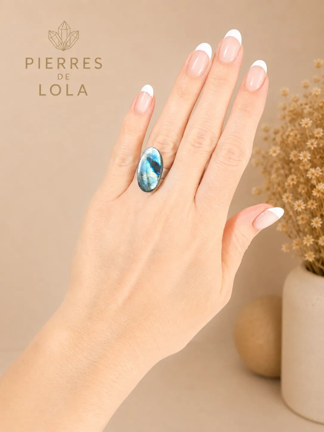 Bague « Aurore Boréale »  Labradorite bleue naturelle