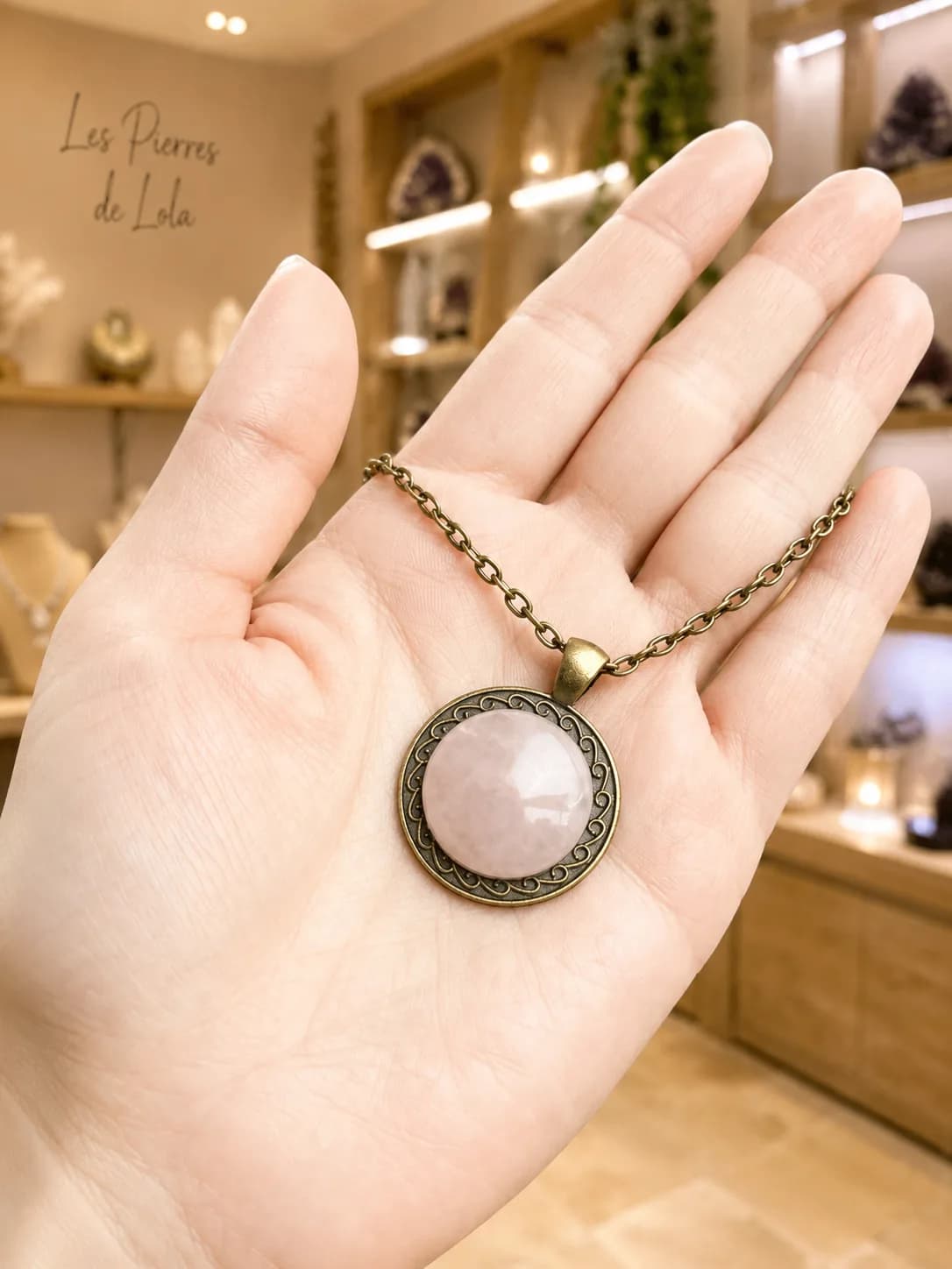 Collier Quartz Rose Bombé