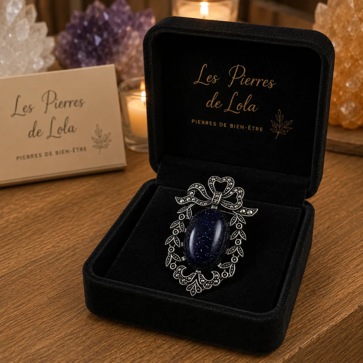 Broche Nuit Étoilée – Goldstone Blue