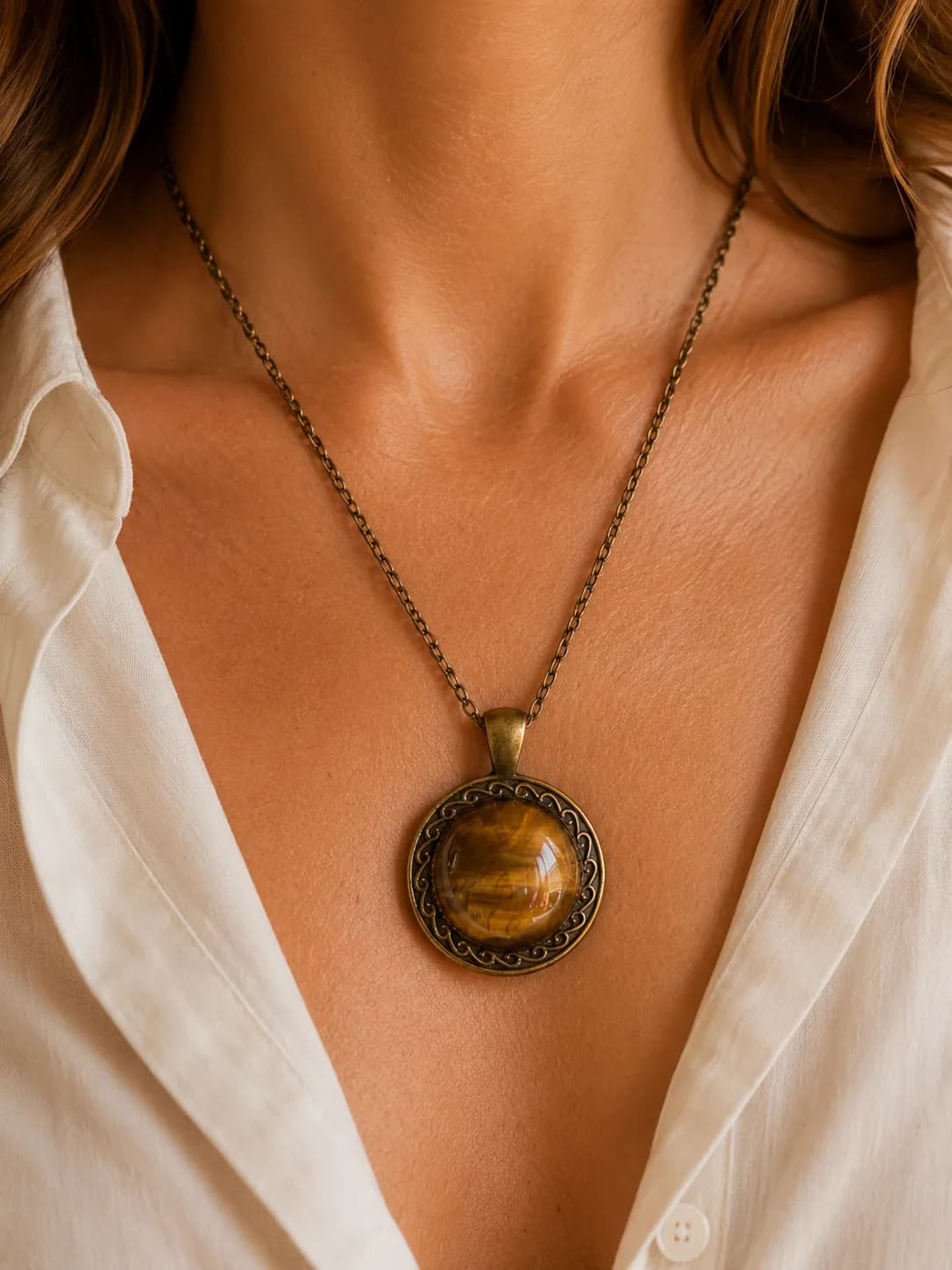 Collier Œil de Tigre Bombé