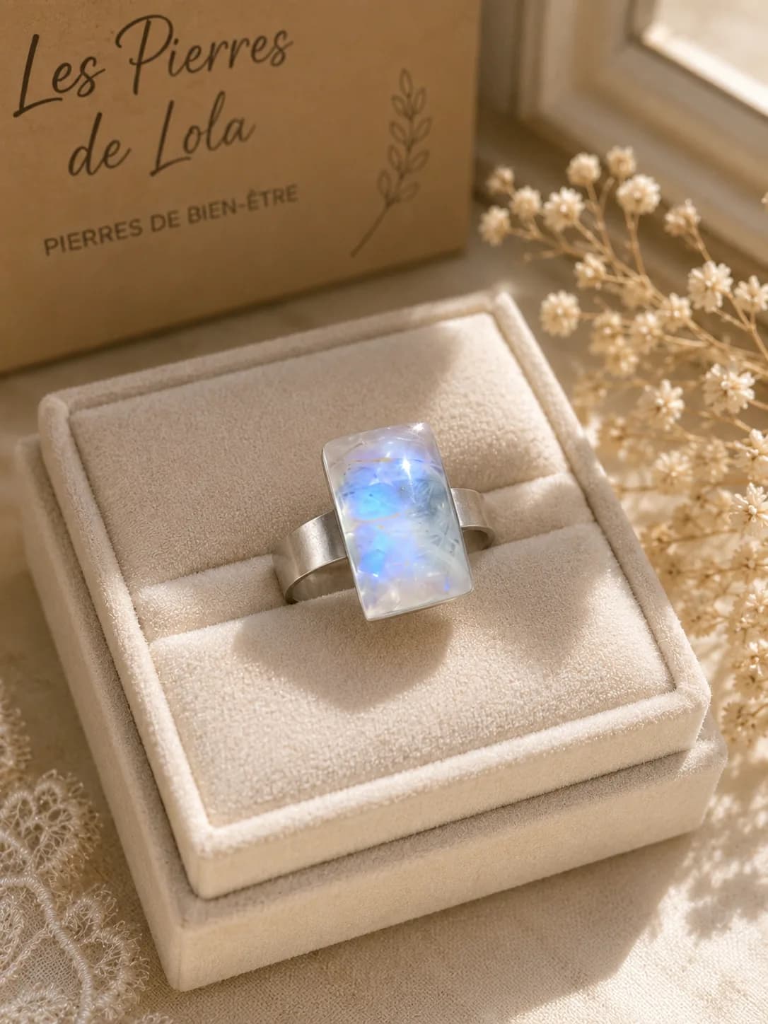 Bague Luna Céleste – Pierre de Lune Naturelle