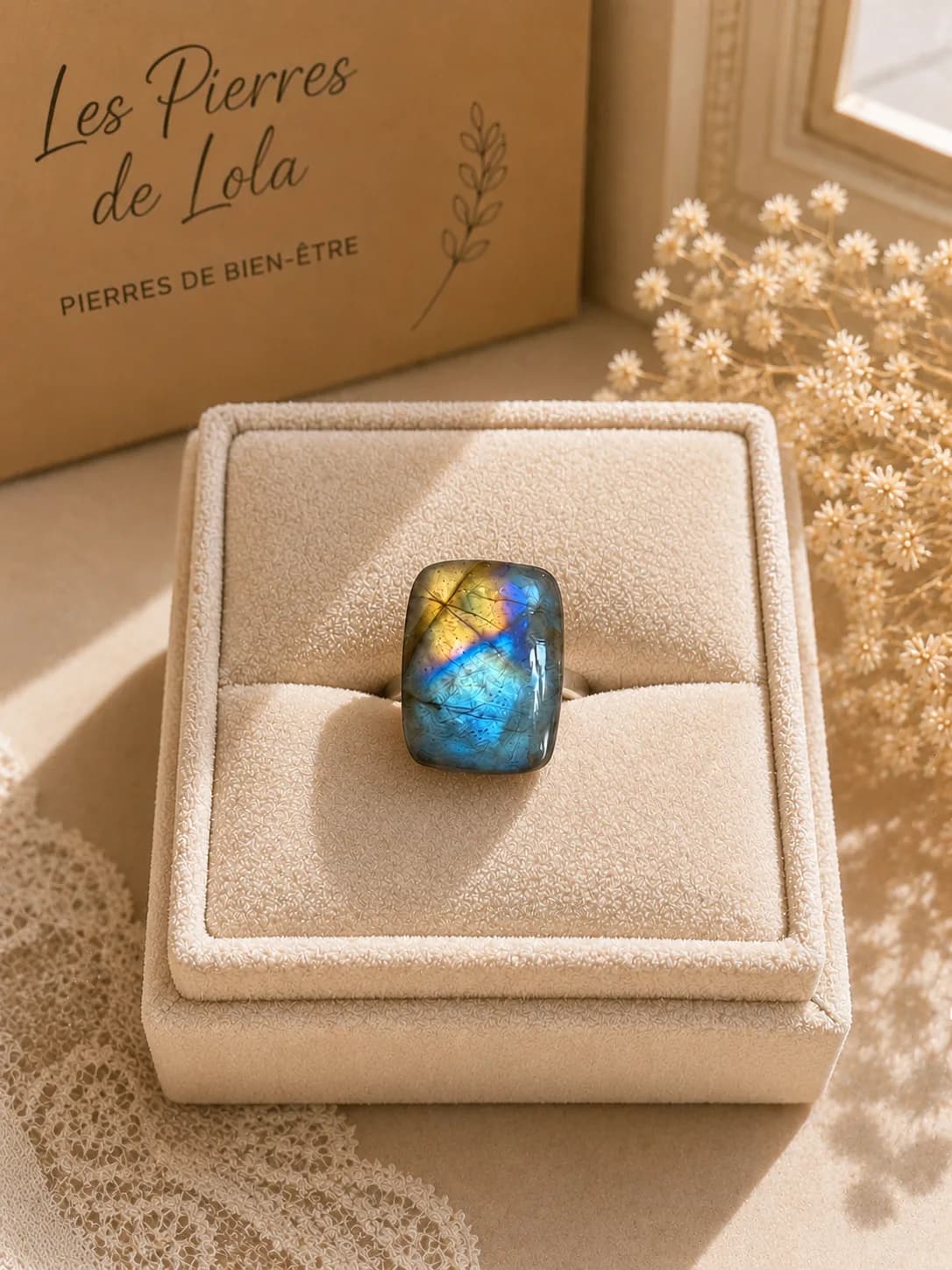 Bague Aurora – Labradorite Naturelle aux Reflets Boréals