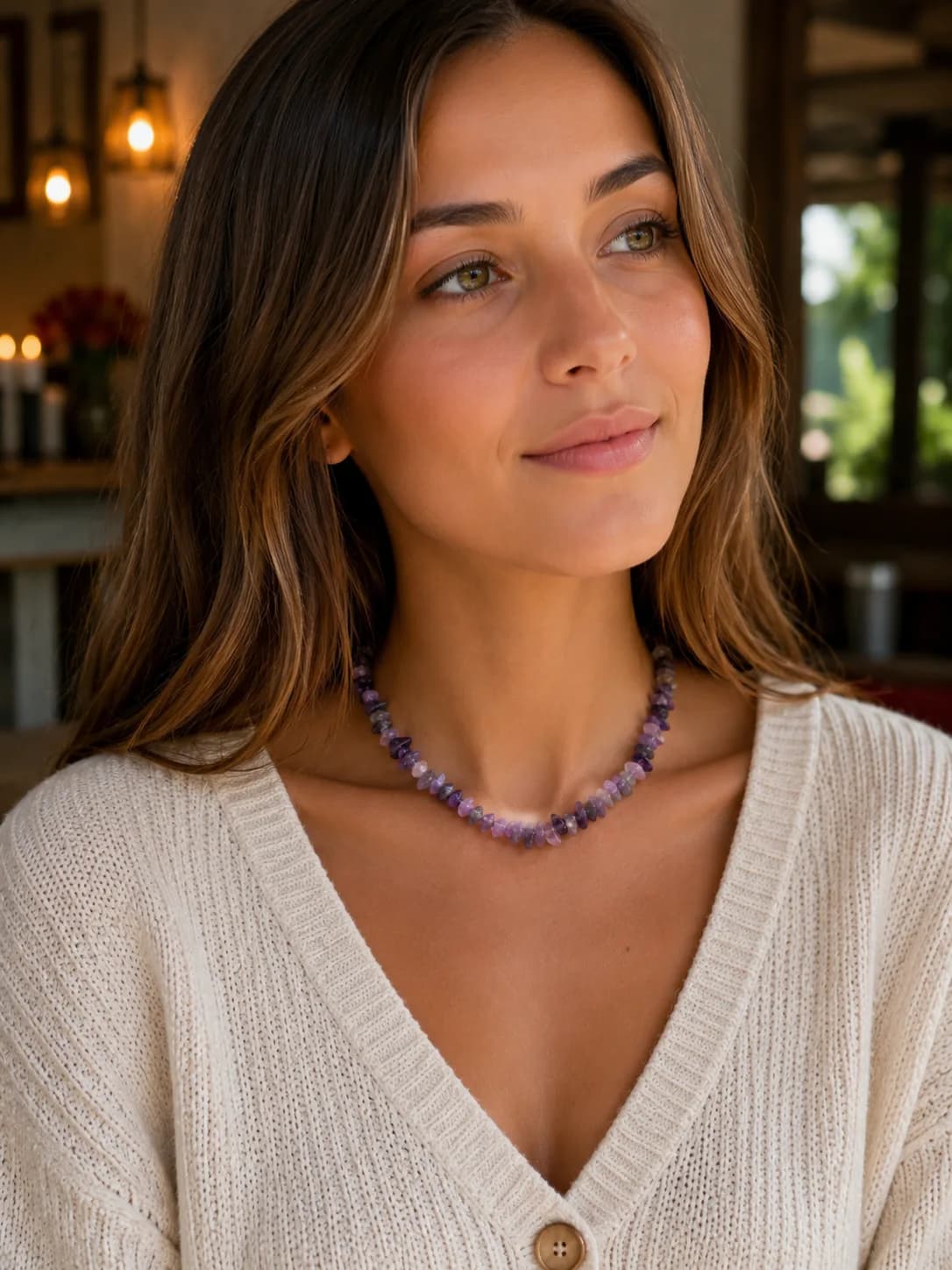Collier Éclat Violet – Ras-de-cou en Améthyste Naturelle