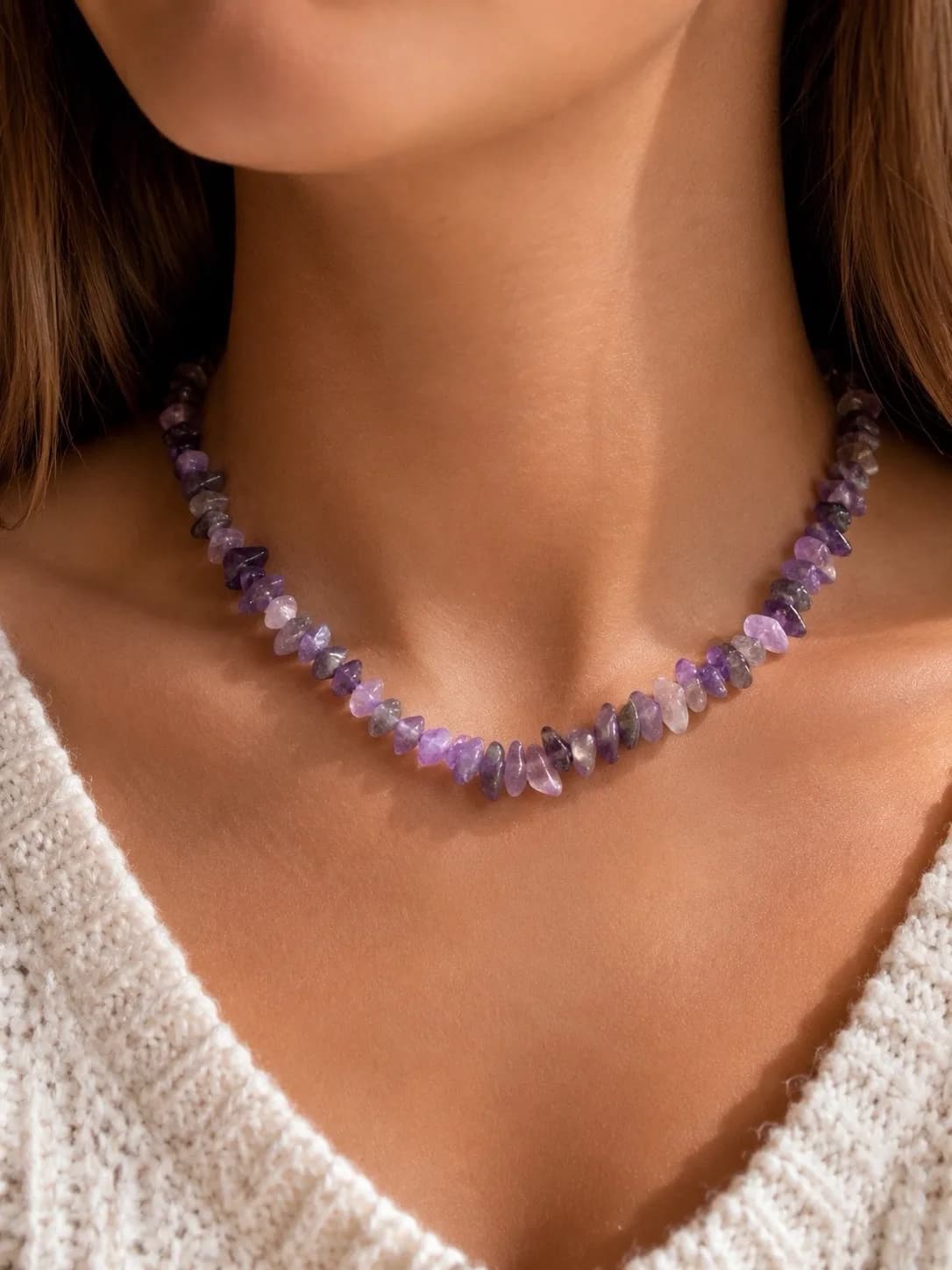 Collier Éclat Violet – Ras-de-cou en Améthyste Naturelle