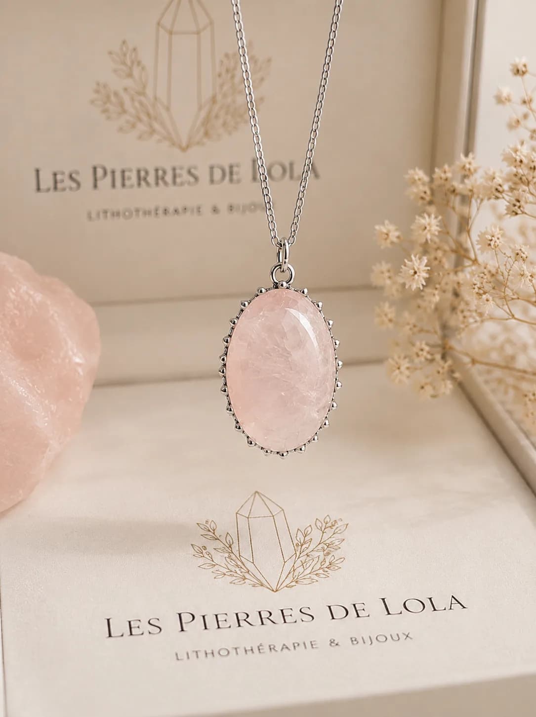 Collier Quartz Rose Naturel – Élégance Douce