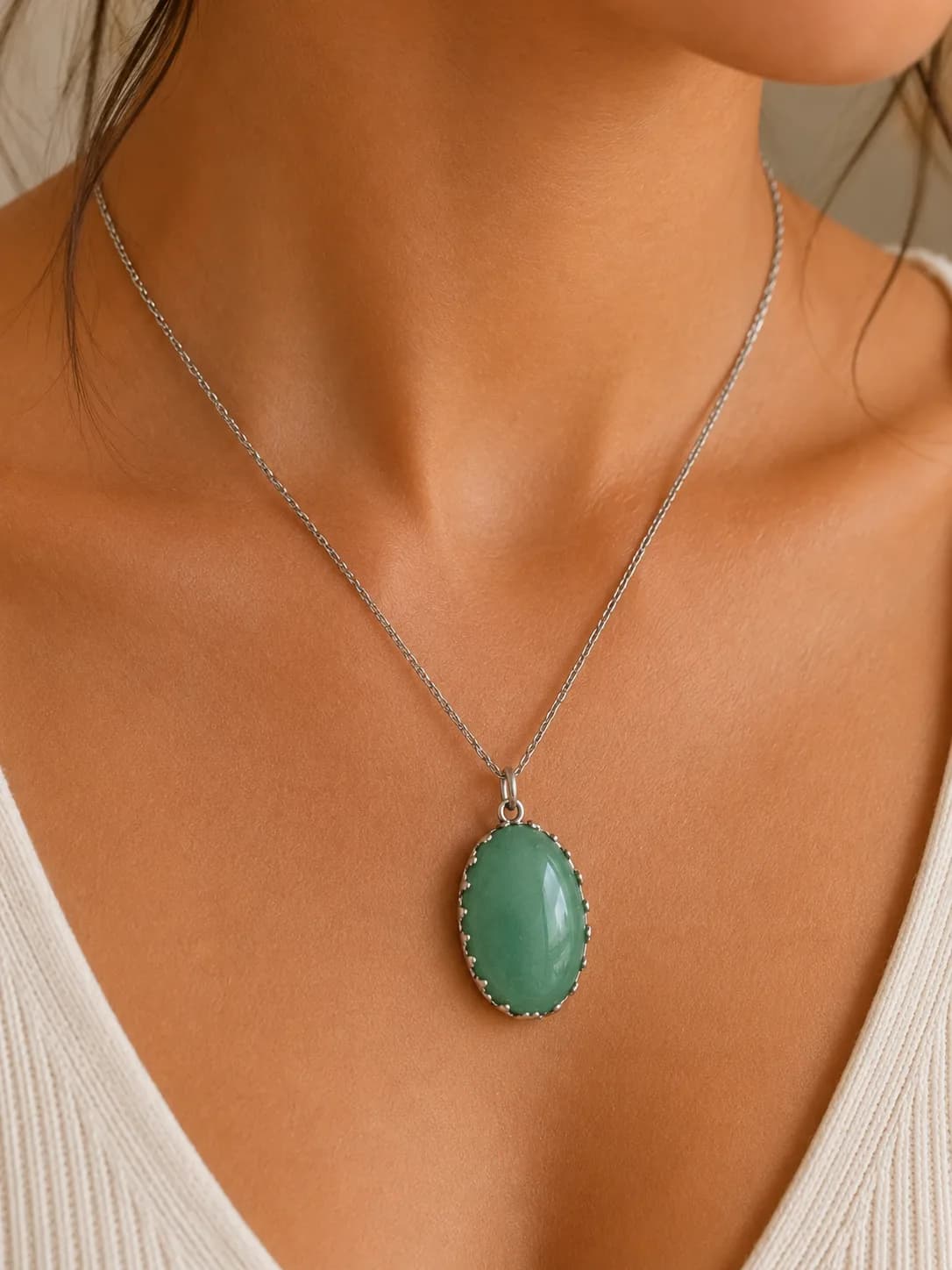 Collier Aventurine Naturelle – Élégance Minérale Verte