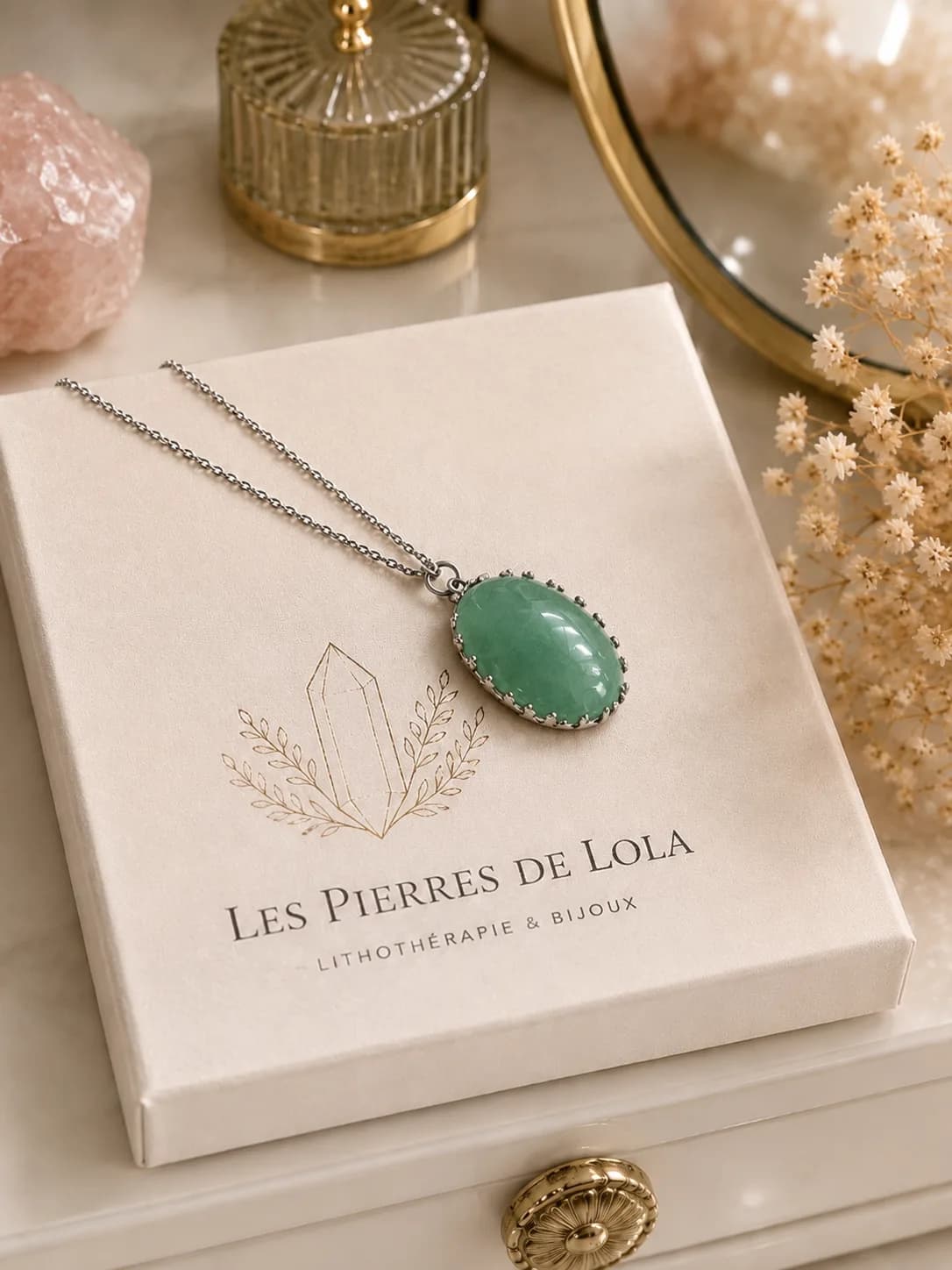 Collier Aventurine Naturelle – Élégance Minérale Verte