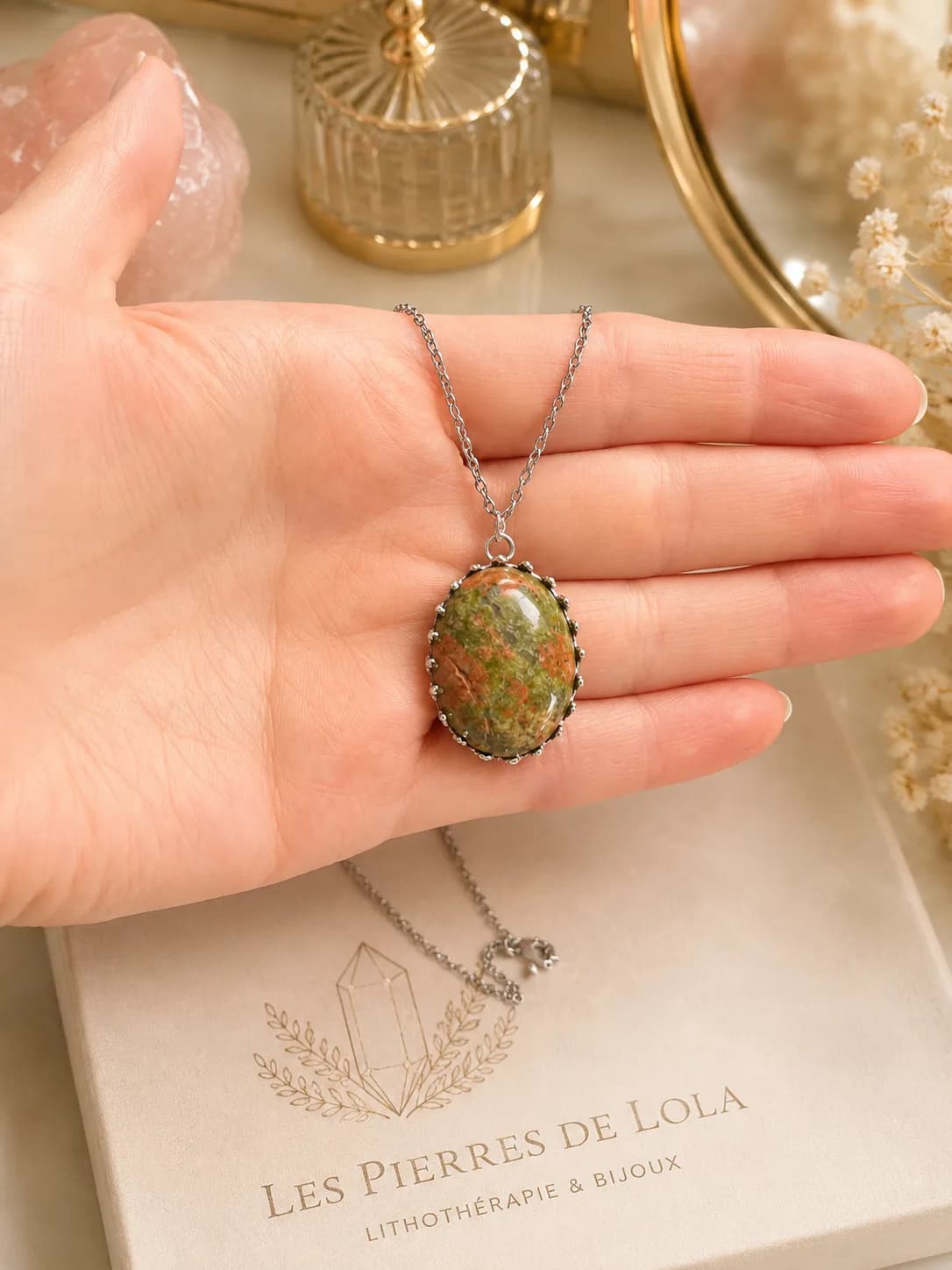 Collier pierre Unakite – Édition Griffes Élégantes