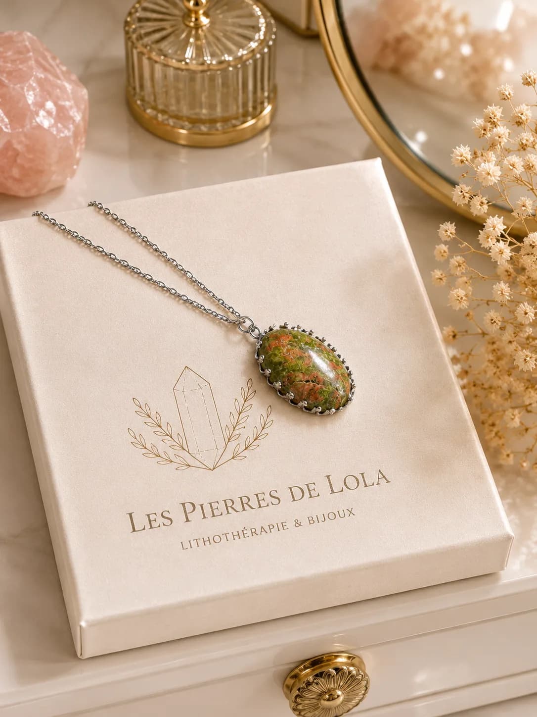 Collier pierre Unakite – Édition Griffes Élégantes