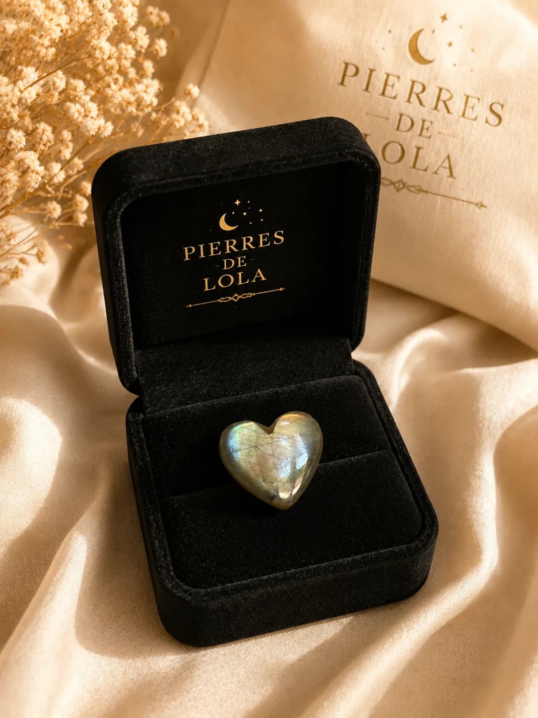 Bague Cœur Labradorite Naturelle