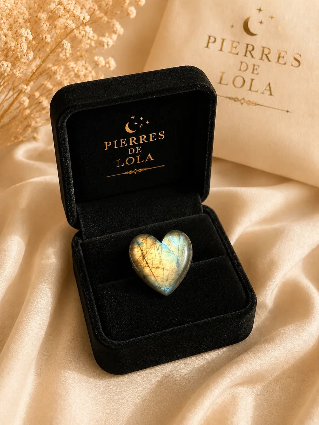 Bague « Éclat Lunaire » – Cœur Labradorite