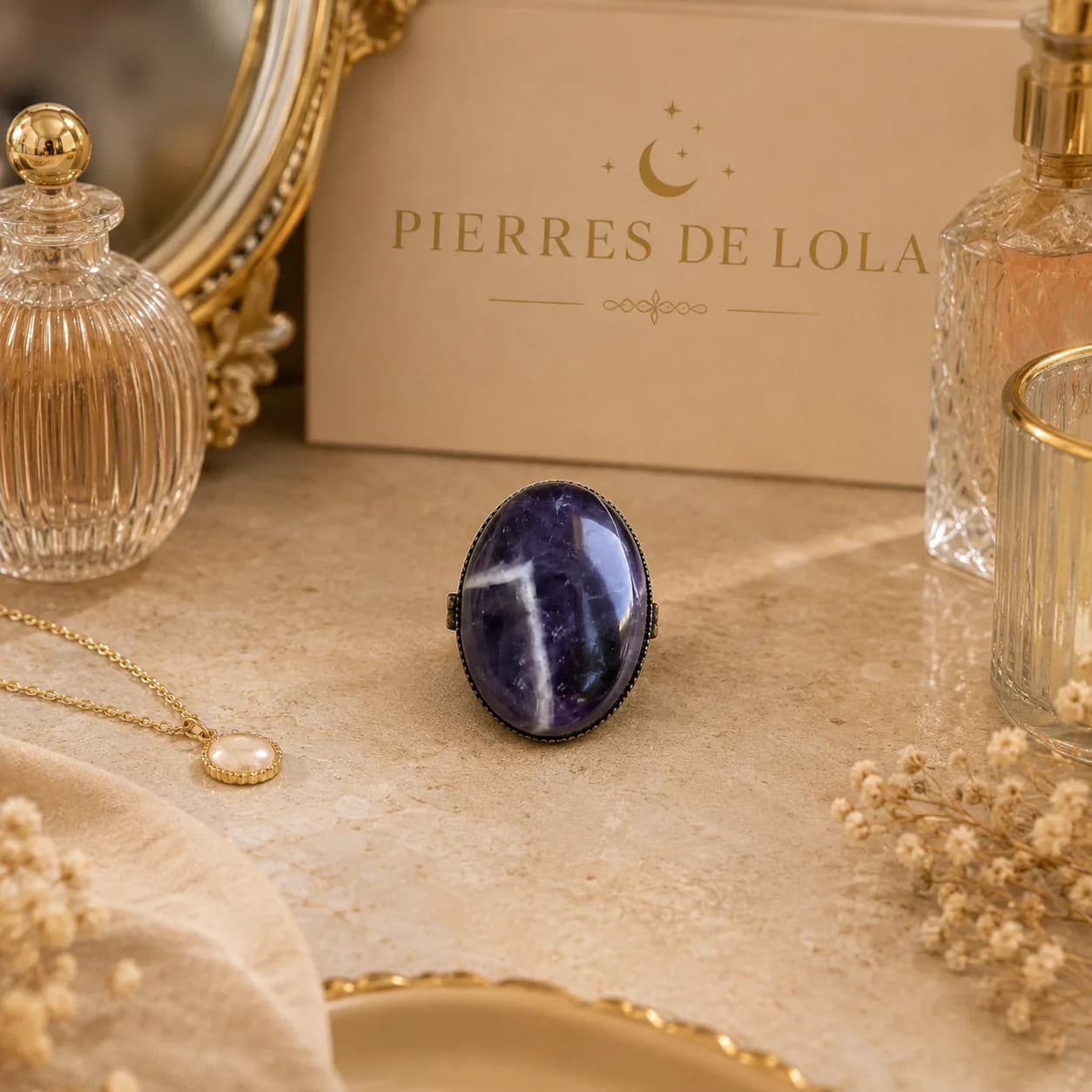 Broche « Nuit Violette » – Améthyste Chevron