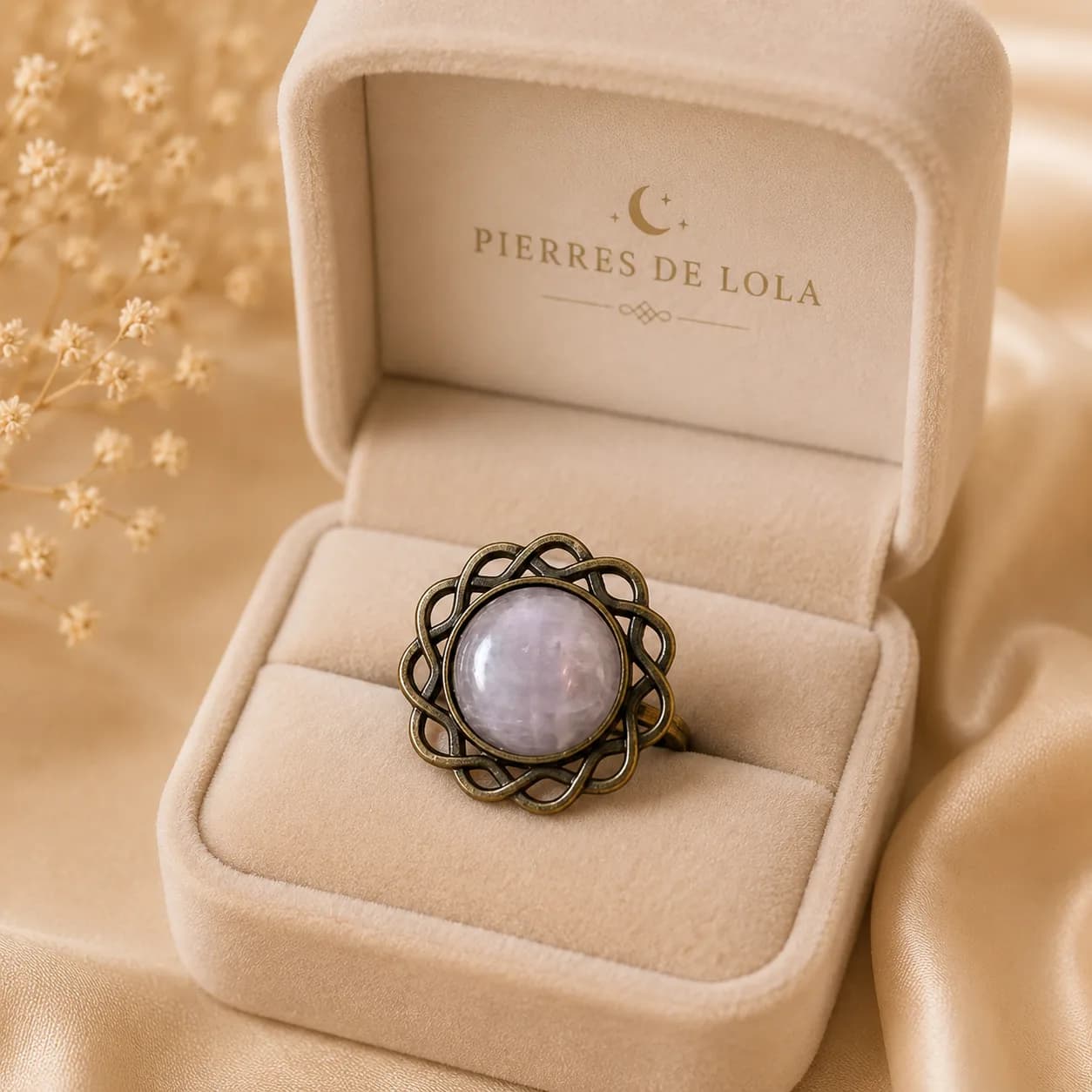 Bague « Rosée Ancienne » – Quartz Rose
