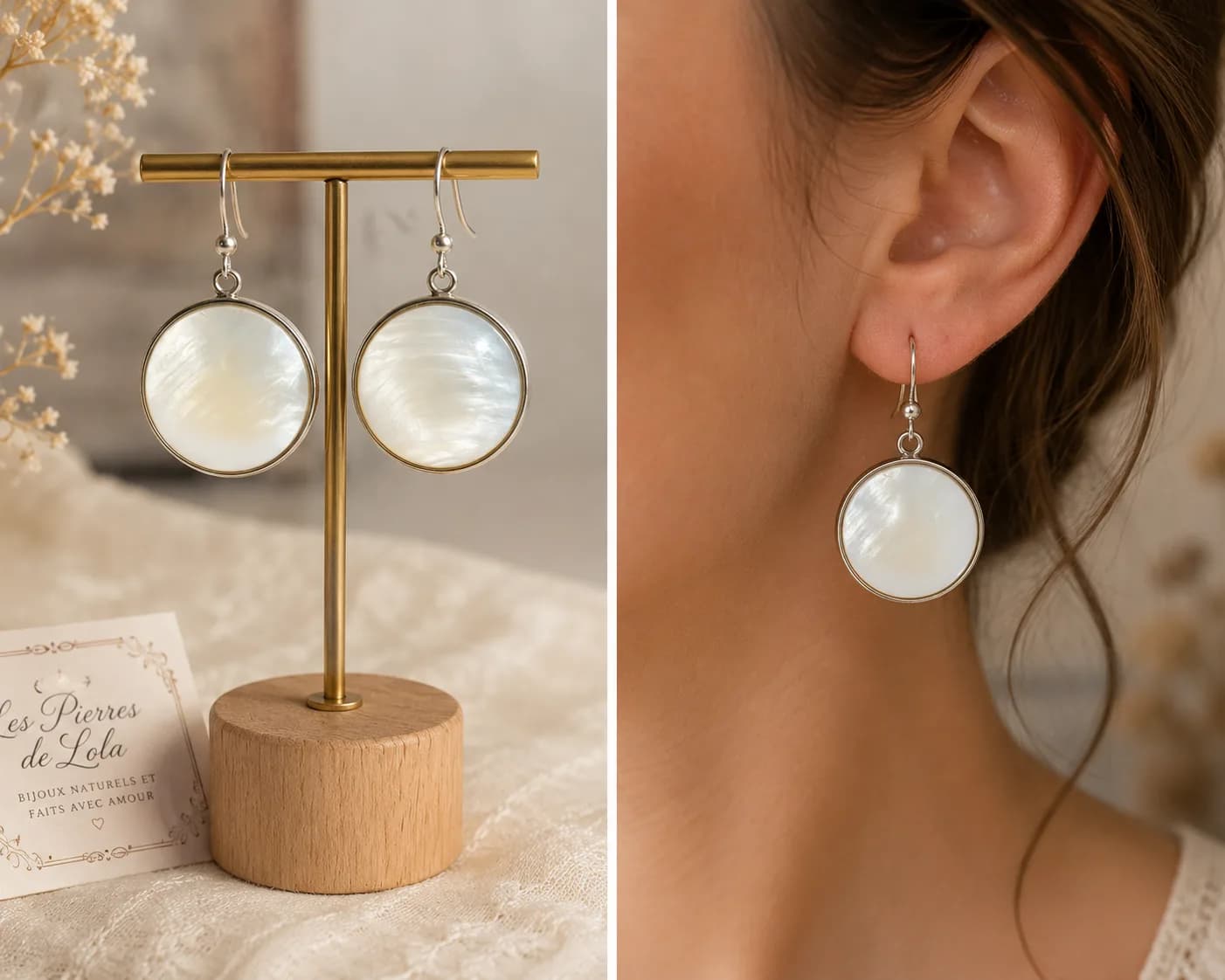 Boucles d’oreilles Nacre Naturelle - Douceur Irisée