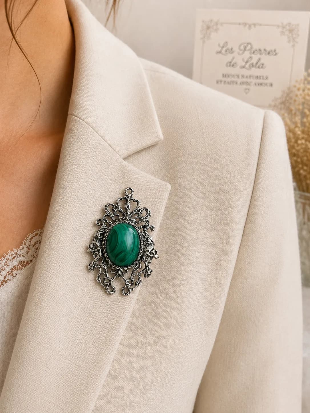 Broche / Pendentif Malachite « Héritage Élégant »