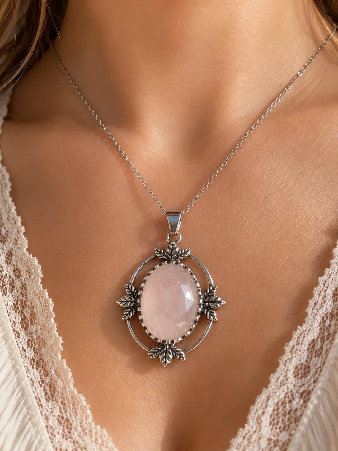 Collier Quartz Rose Naturel – Élégance douce & intemporelle