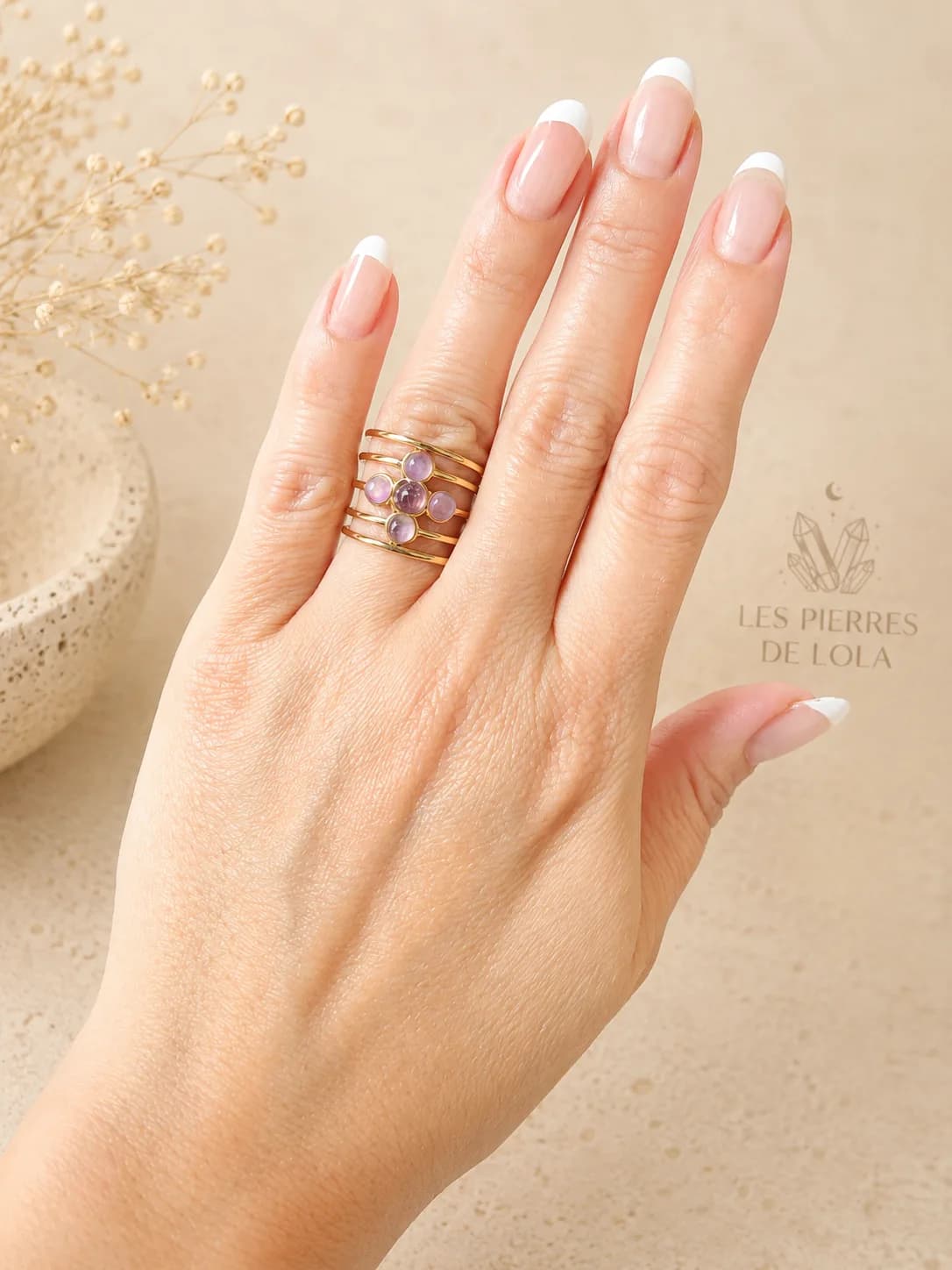 Bague Mélodie d'Améthystes Dorées