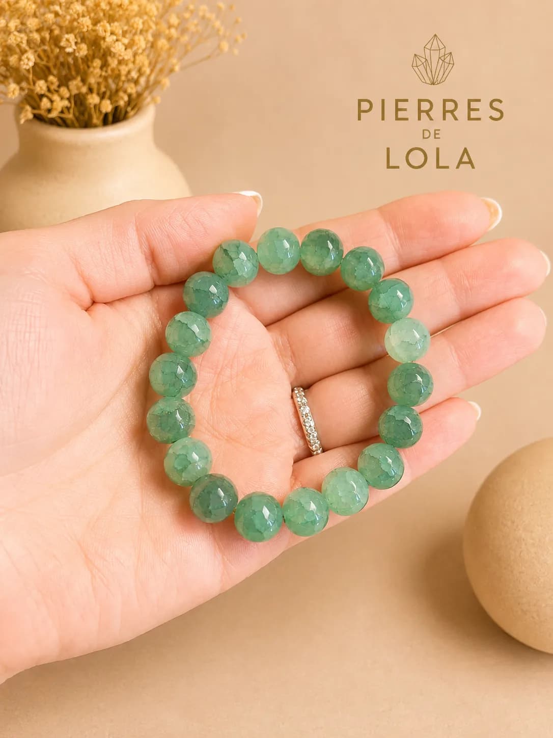 Bracelet Agate Craquelée Verte