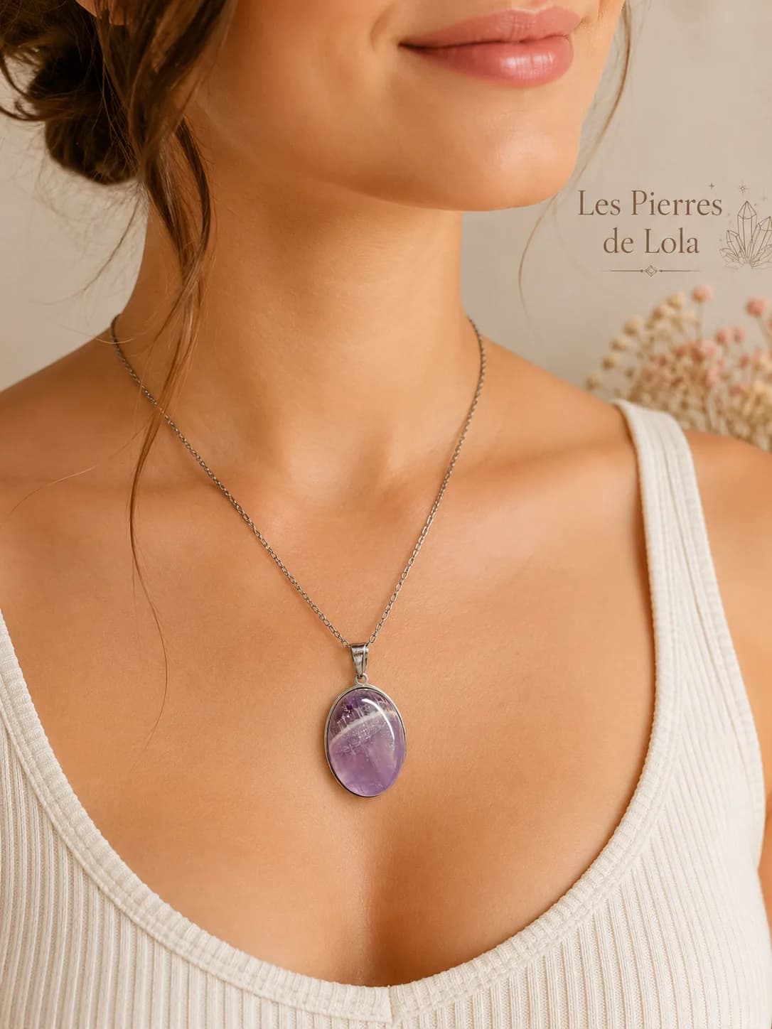 Collier Améthyste Chevron Naturelle