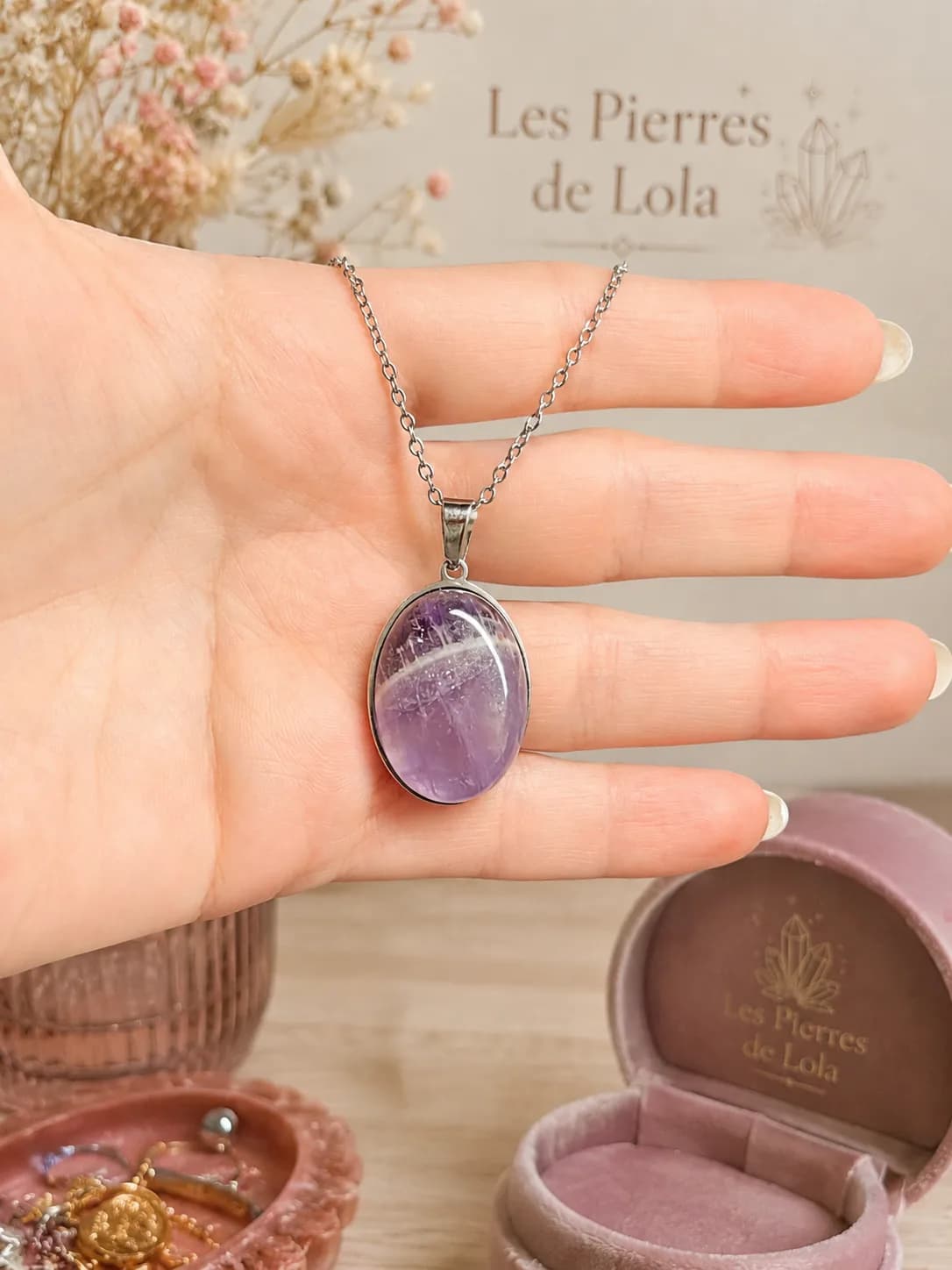 Collier Améthyste Chevron Naturelle