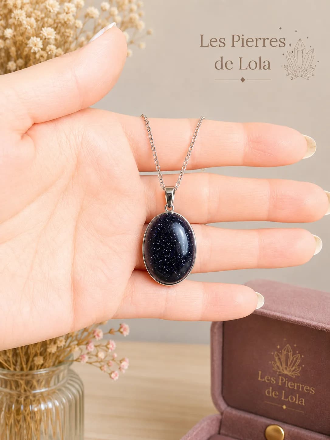 Collier GoldStone Blue - Belle Nuit étoilée 