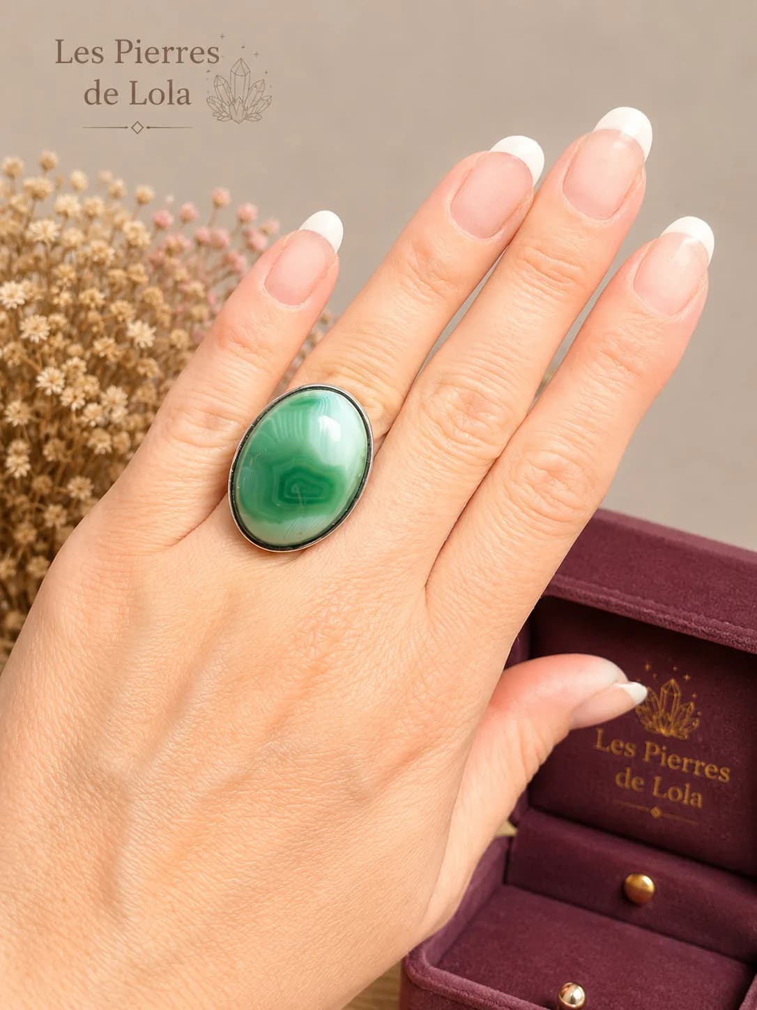 Bague Agate Verte 