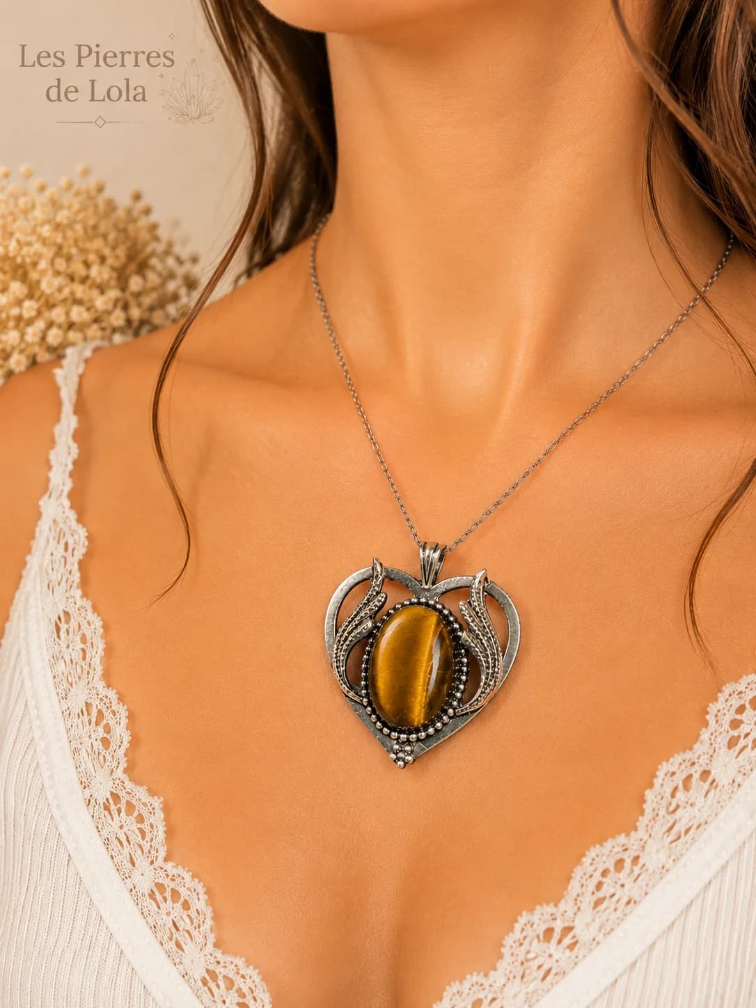 Collier Coeur Sauvage - Œil de tigre