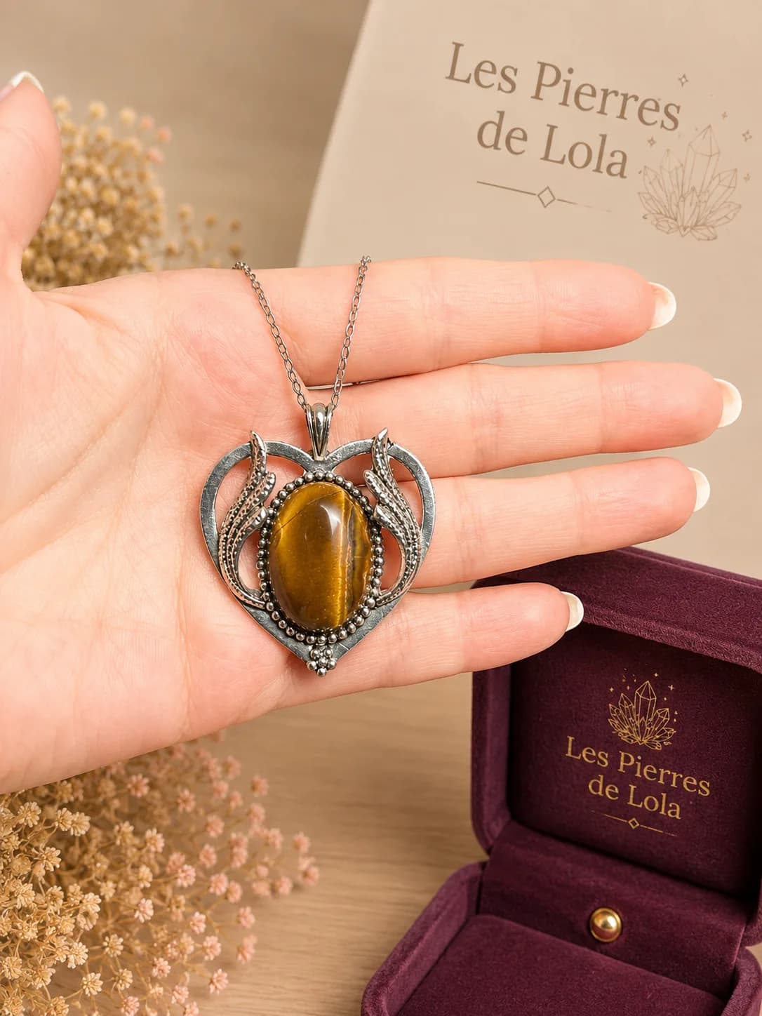Collier Coeur Sauvage - Œil de tigre