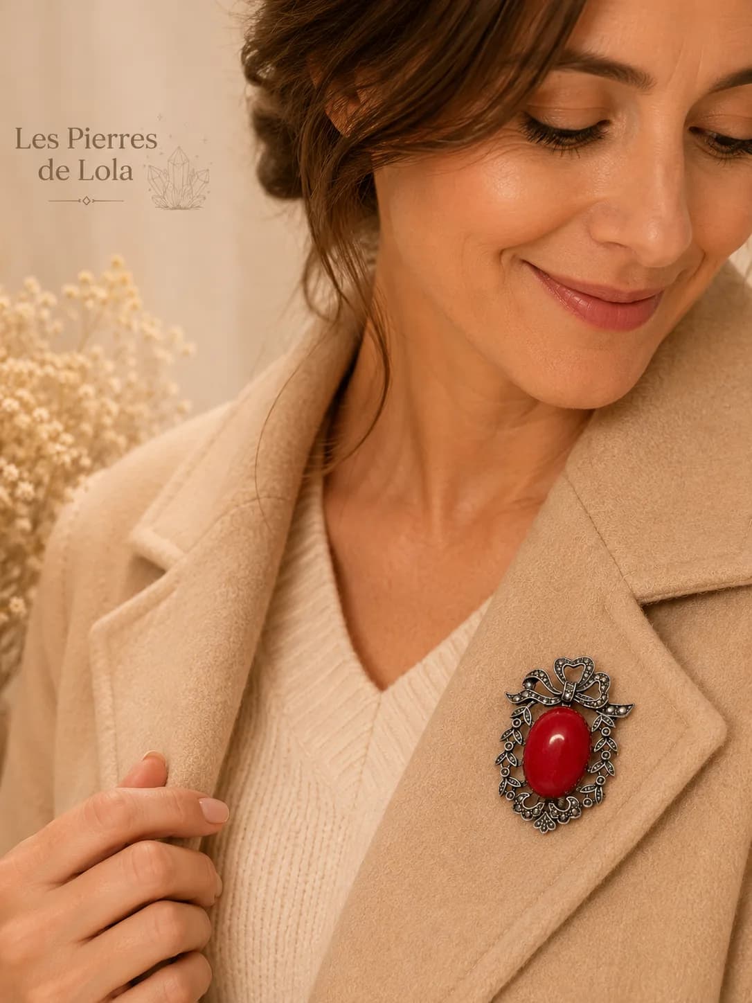 Broche Agate Rouge passion