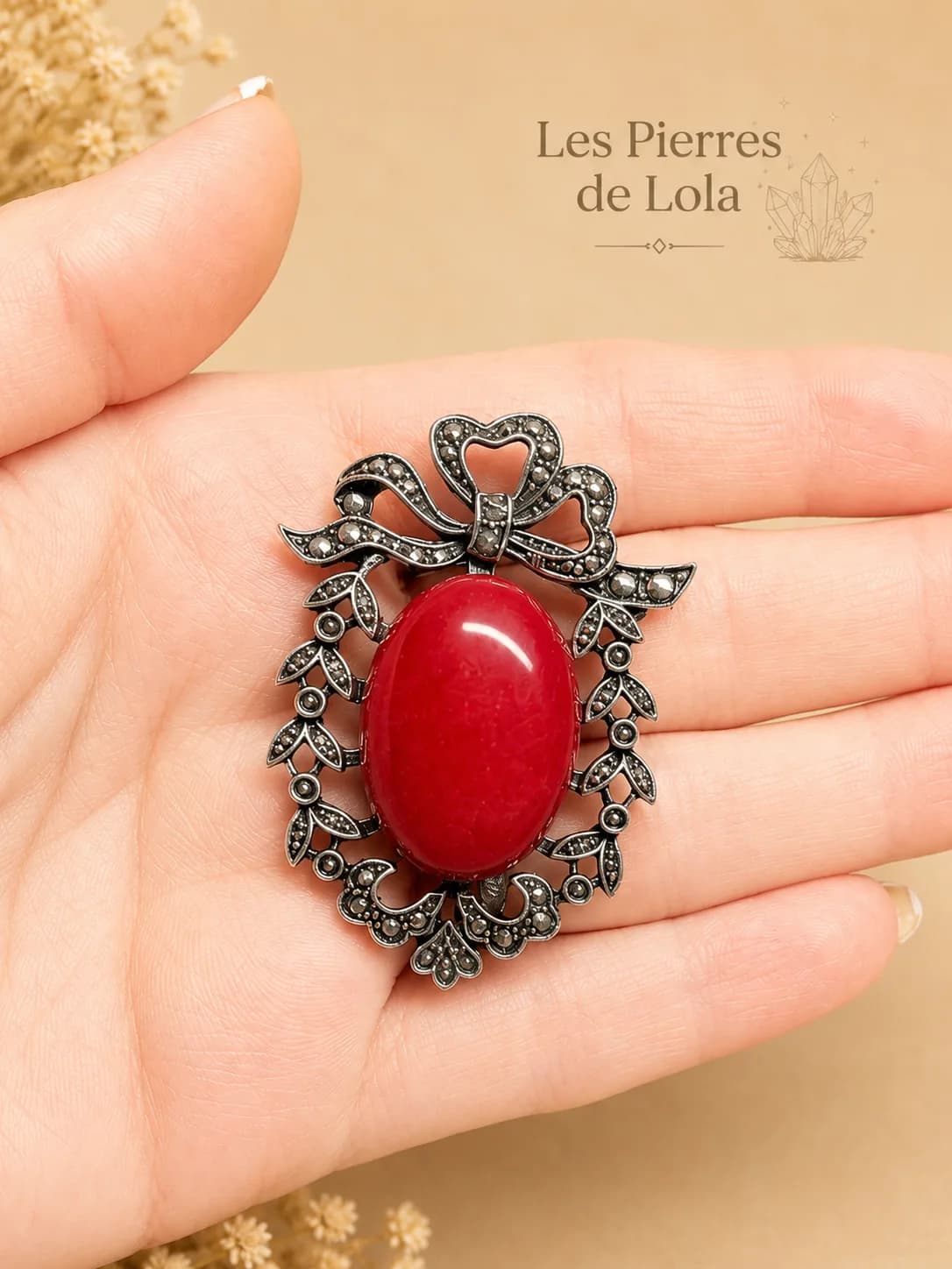 Broche Agate Rouge passion