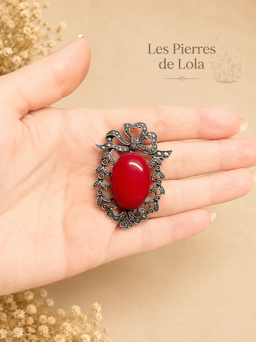 Broche Agate Rouge passion