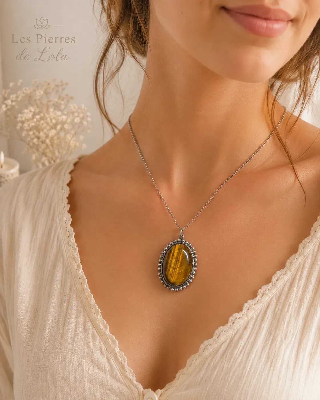 Collier Œil de Tigre Éclat Doré – Pierre Naturelle