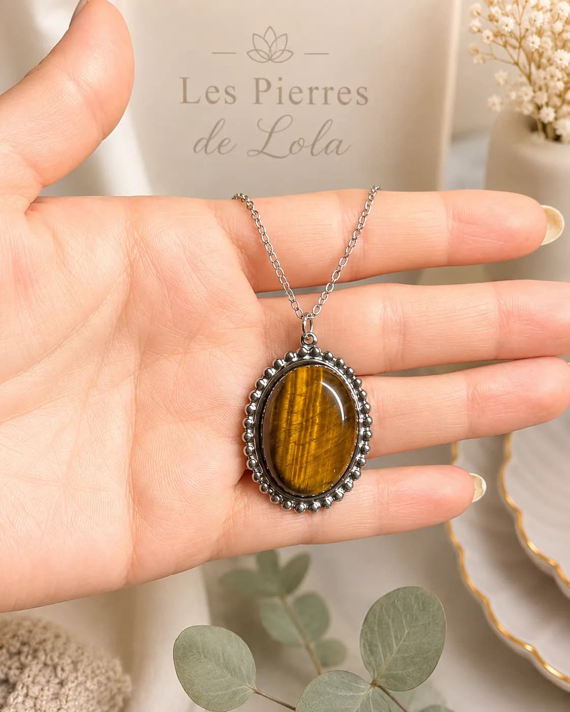 Collier Œil de Tigre Éclat Doré – Pierre Naturelle