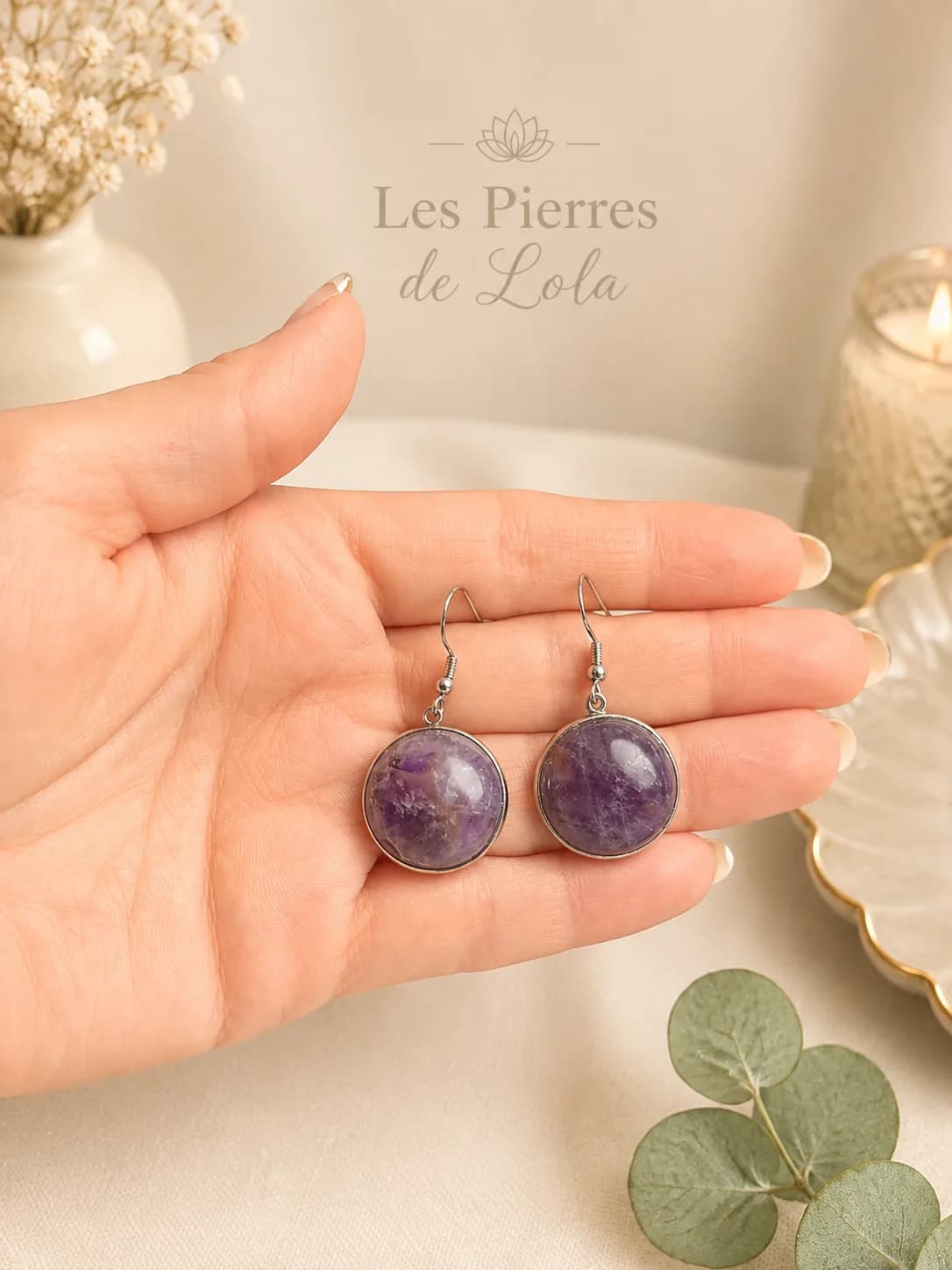 Boucles d'Oreilles Améthyste Douceur Violette – Pierre Naturelle