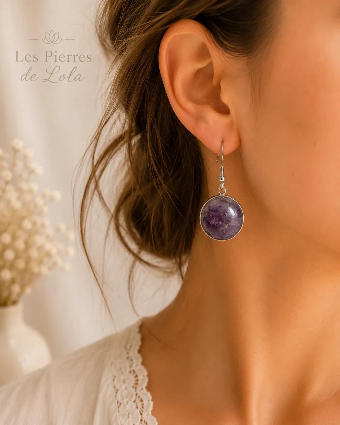 Boucles d'Oreilles Améthyste Douceur Violette – Pierre Naturelle