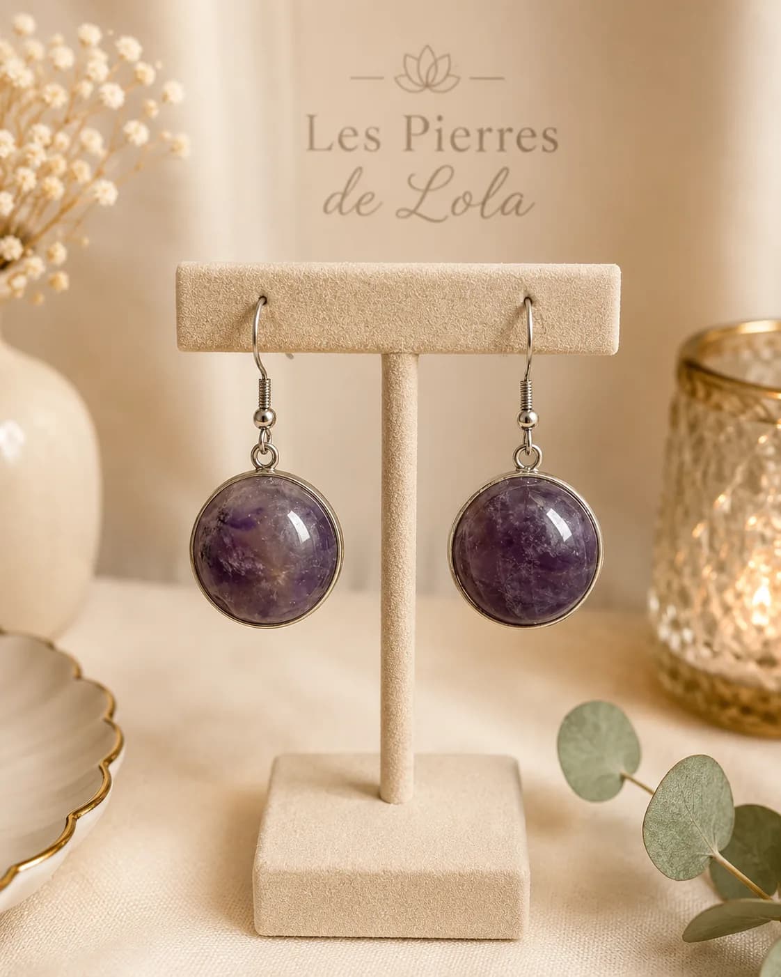 Boucles d'Oreilles Améthyste Douceur Violette – Pierre Naturelle