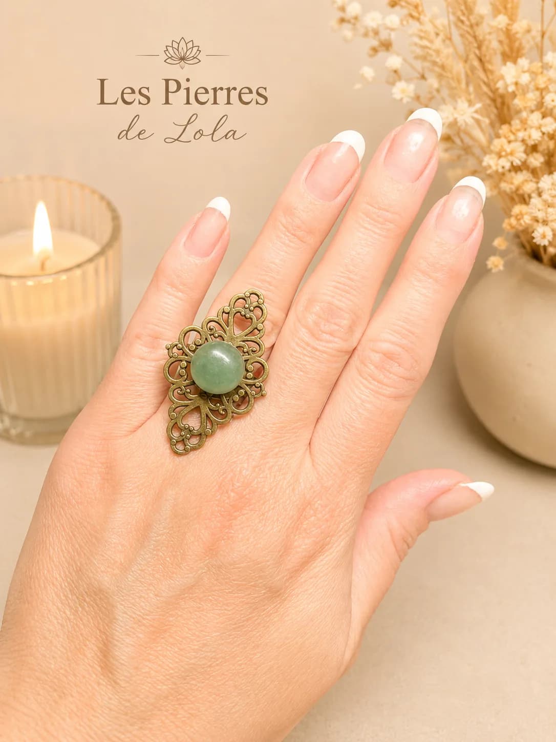Bague Aventurine Élégance Vintage – Pierre Naturelle  