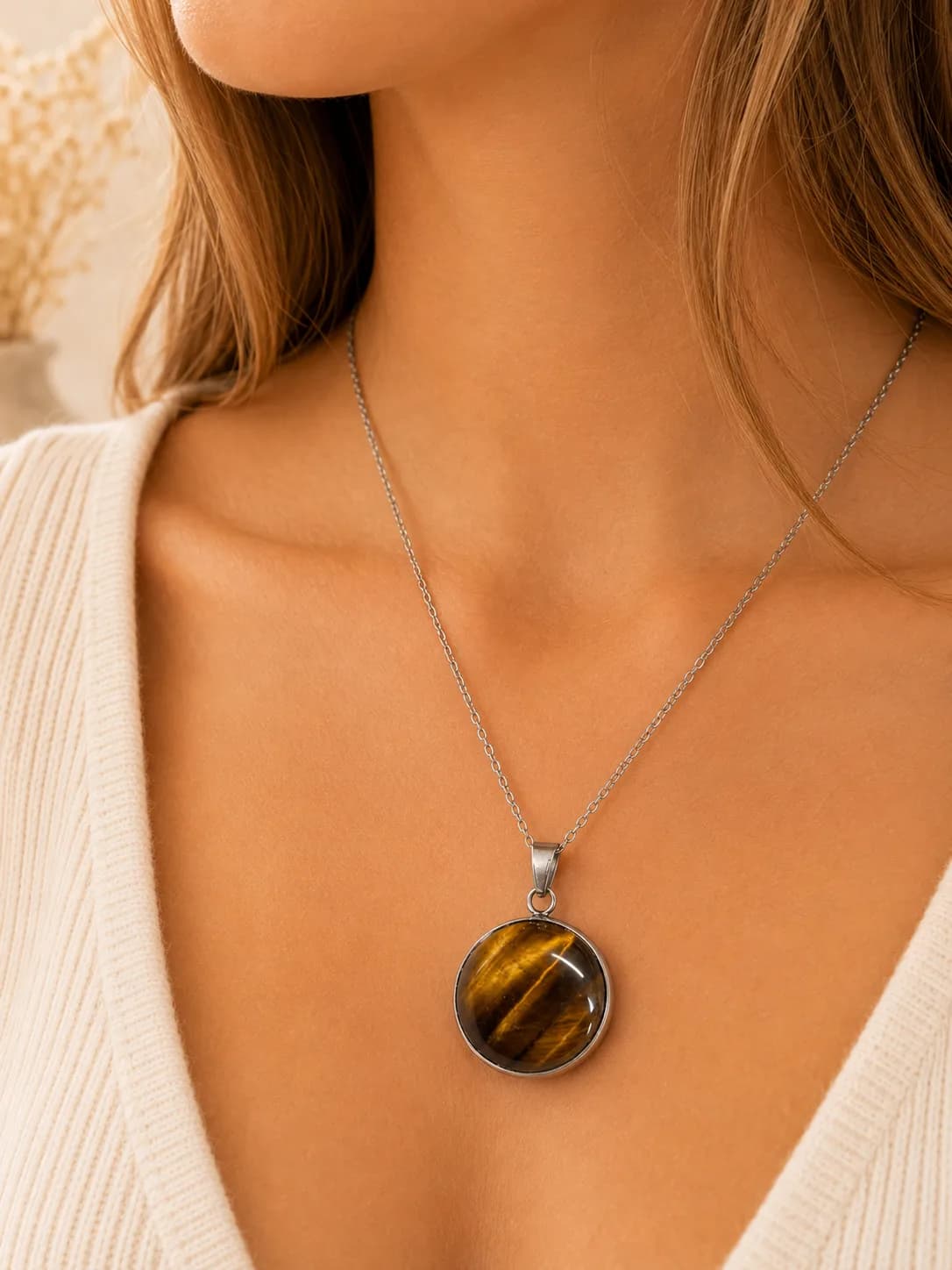Collier Œil de Tigre naturel - Sauvage & élégance