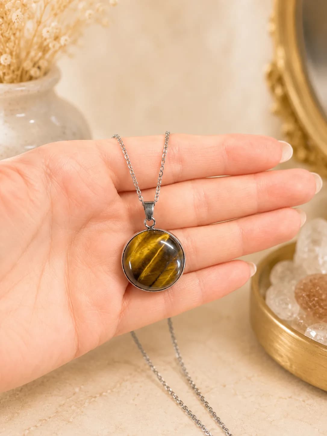 Collier Œil de Tigre naturel - Sauvage & élégance
